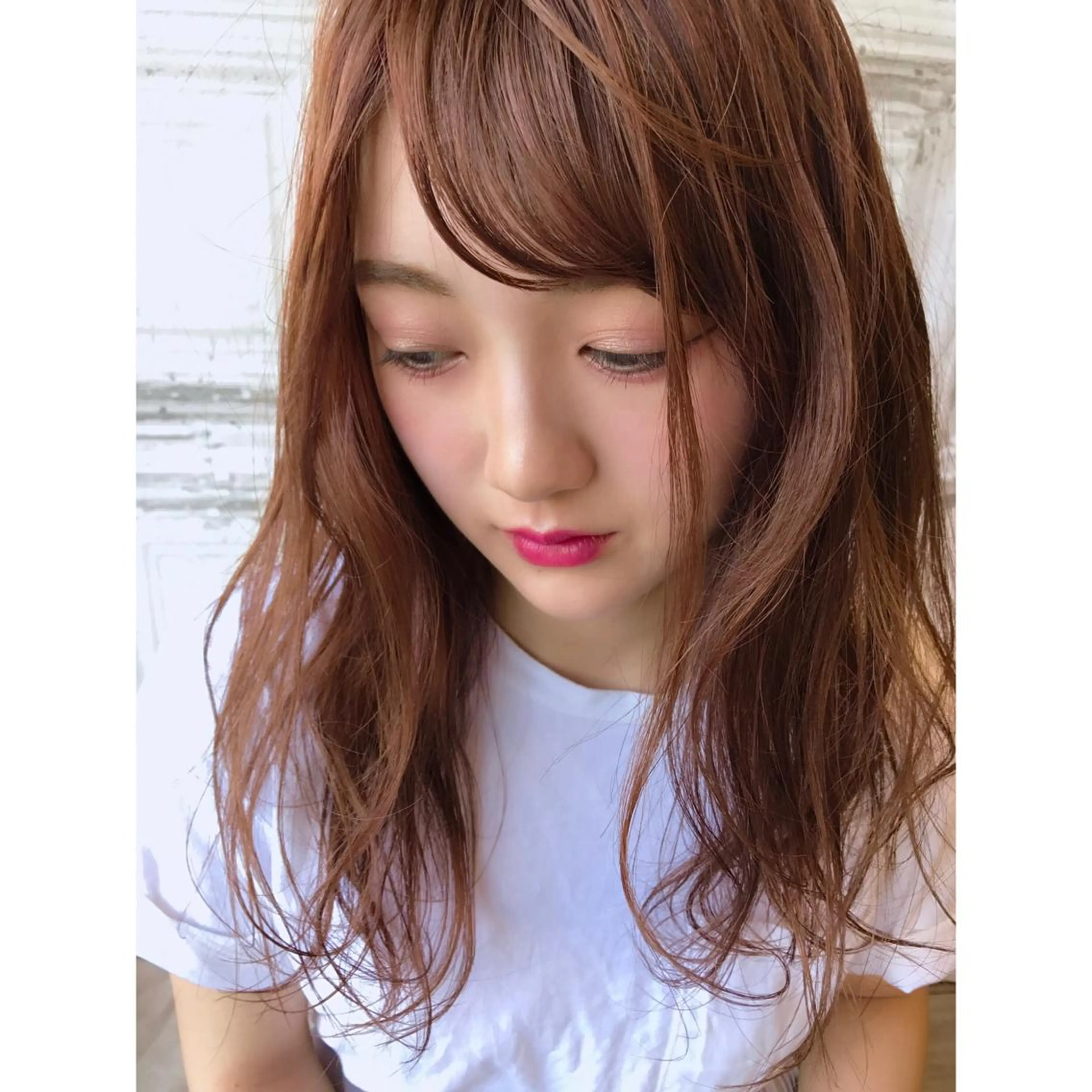 セミロング カラー 透明感カラー ピンクカラー 日比 貴大/ minim hairのヘアスタイル