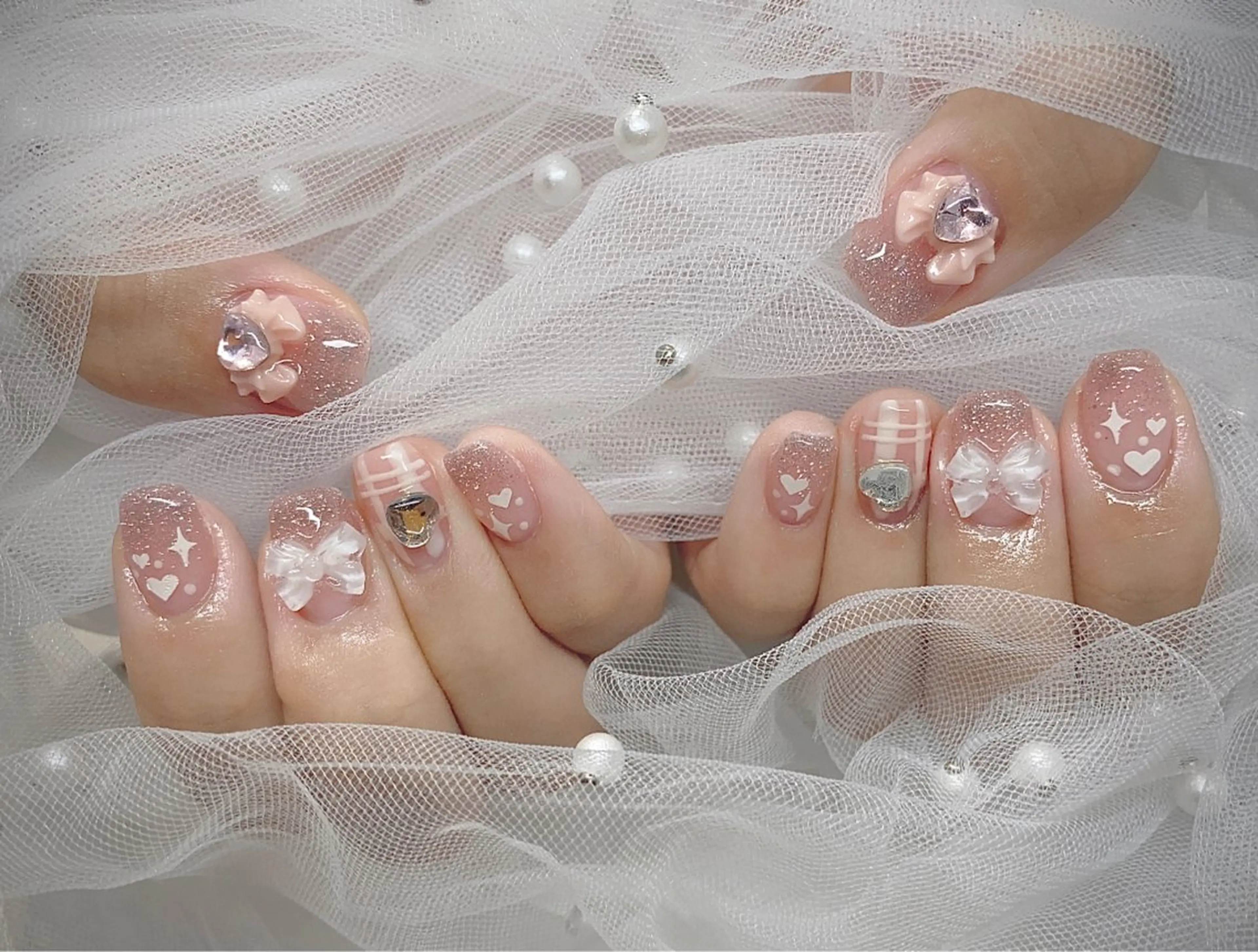 ネイル I-nailロング /ワンホン/キラキラのネイルデザイン