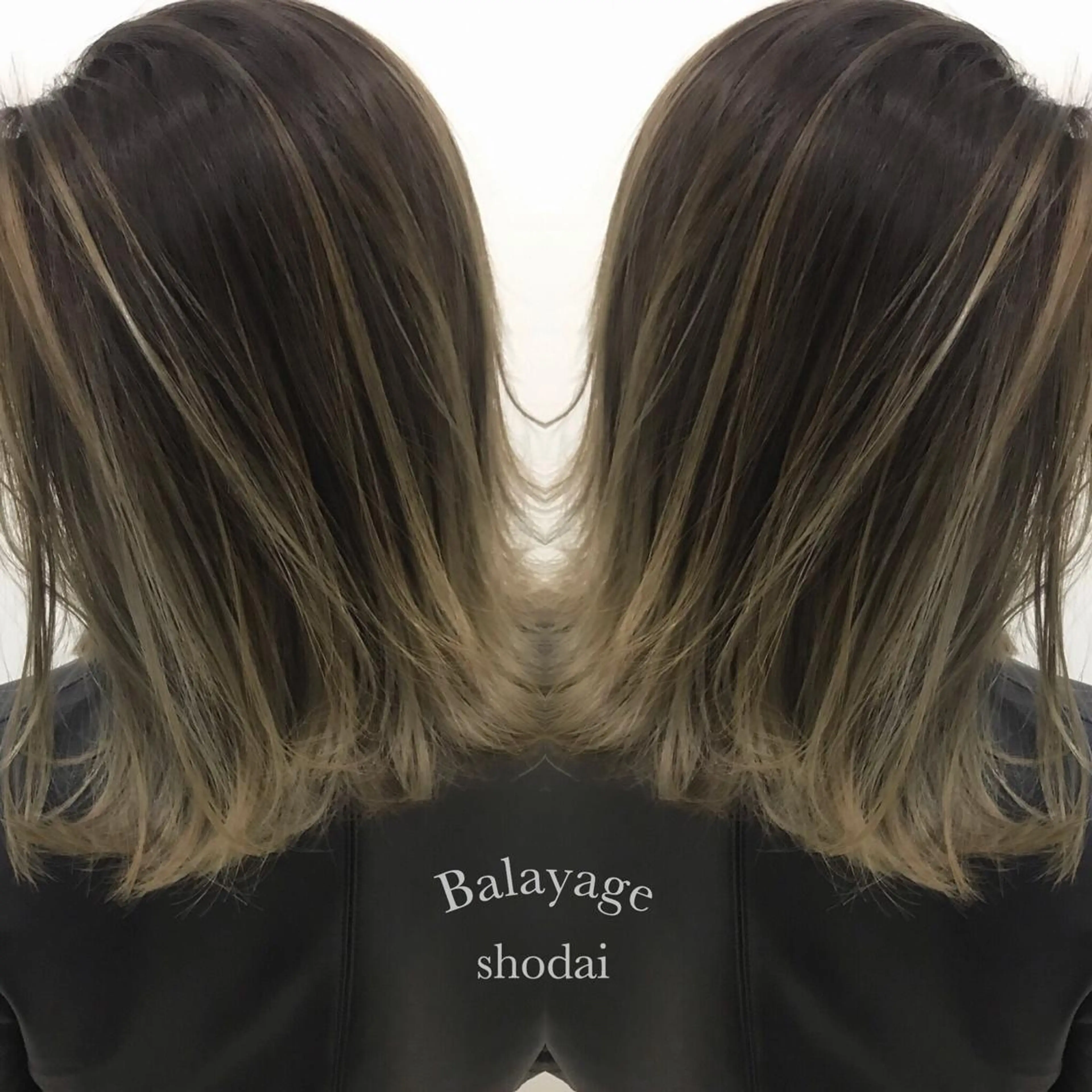 ロング カラー バレイヤージュ ベージュカラー ミルクティーベージュ レイヤーカット ヘアカラー ハイライト、レイヤー カット/西梅田/中西のヘアスタイル