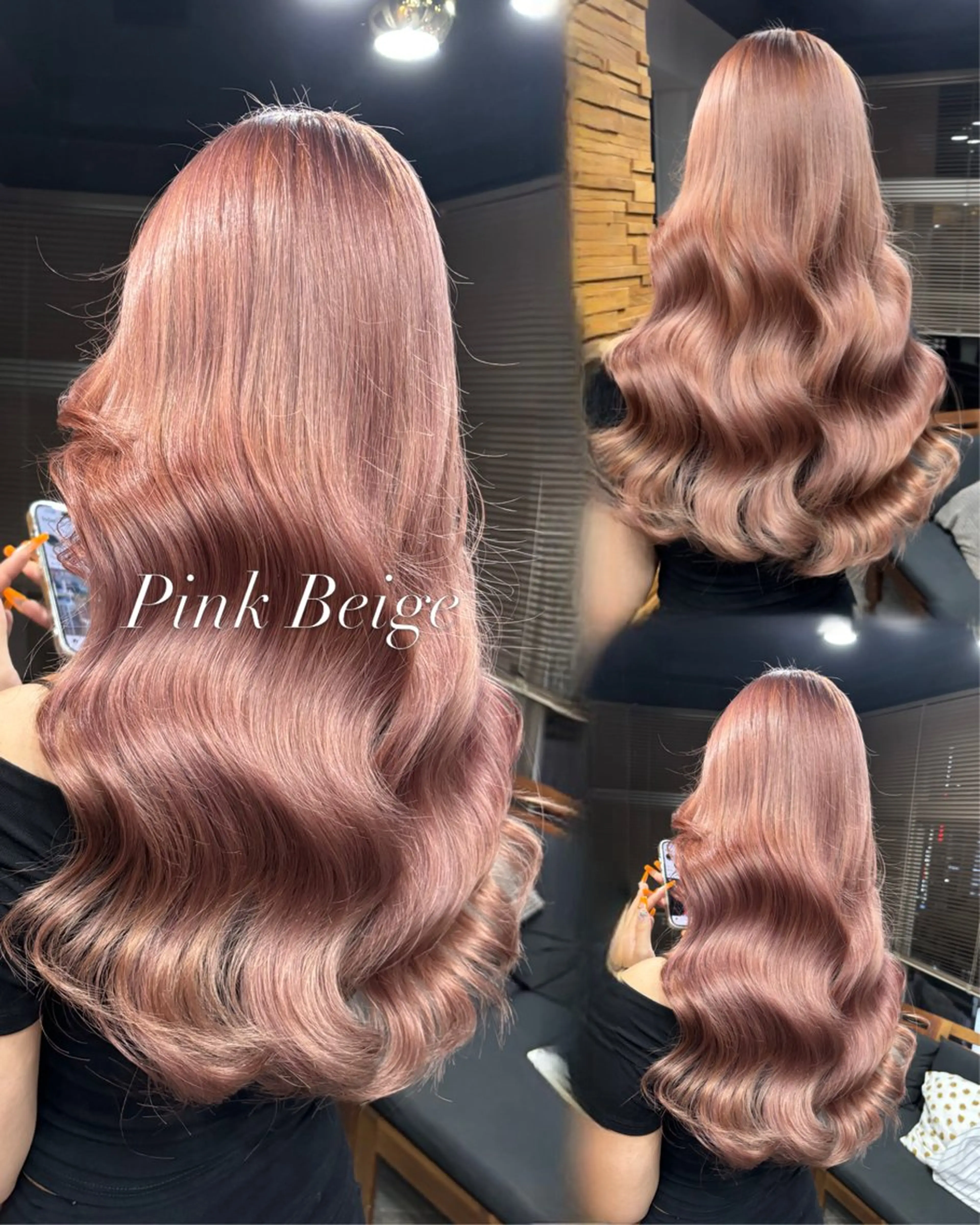 ロング カラー ベージュカラー ブリーチ ケアブリーチ ピンクカラー ピンクベージュ カット ヘアカラー トリートメント 横浜/エクステ特化× 艶カラー/あいかのヘアスタイル