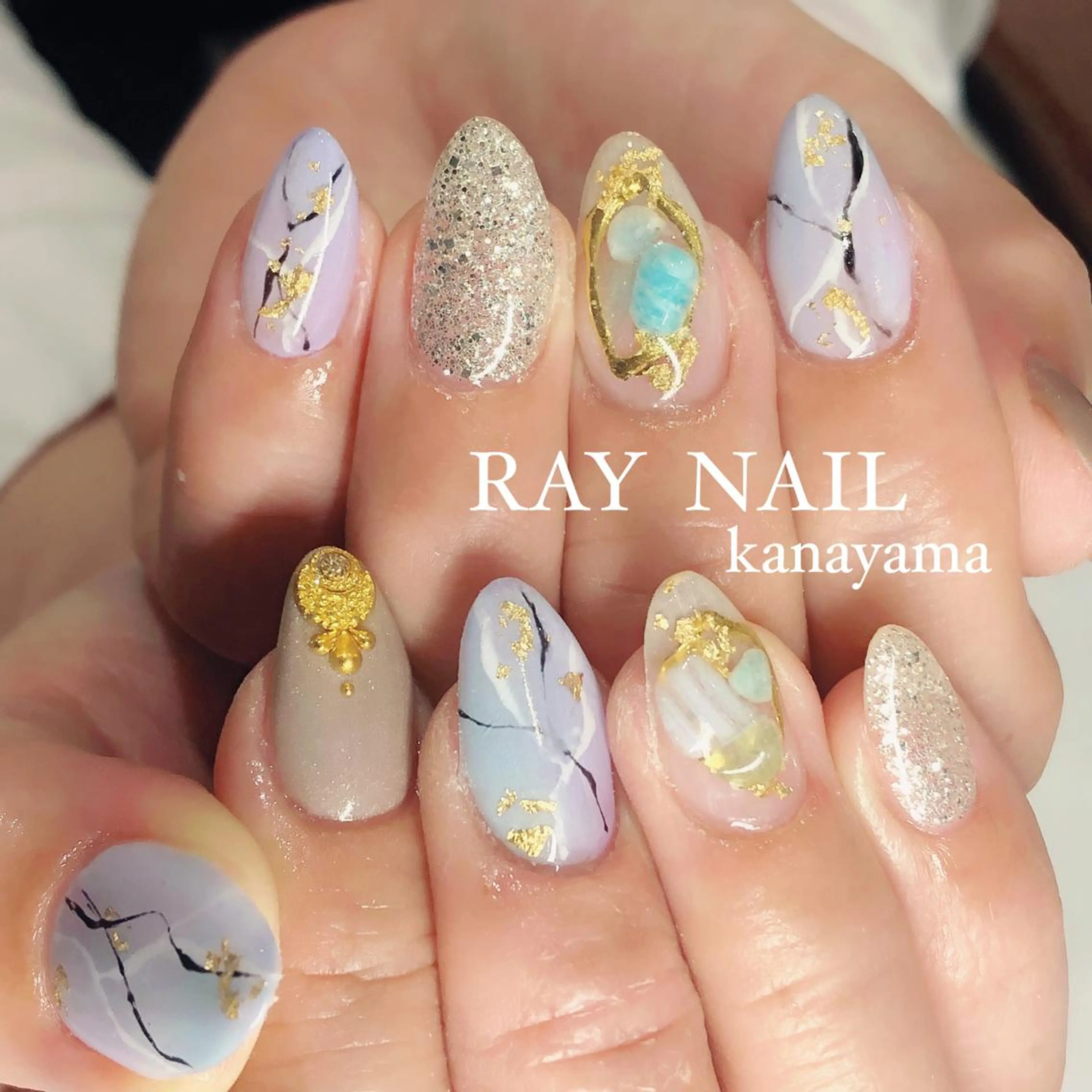 ネイル 大理石ネイル(マーブル) Arowa 伊田のネイルデザイン