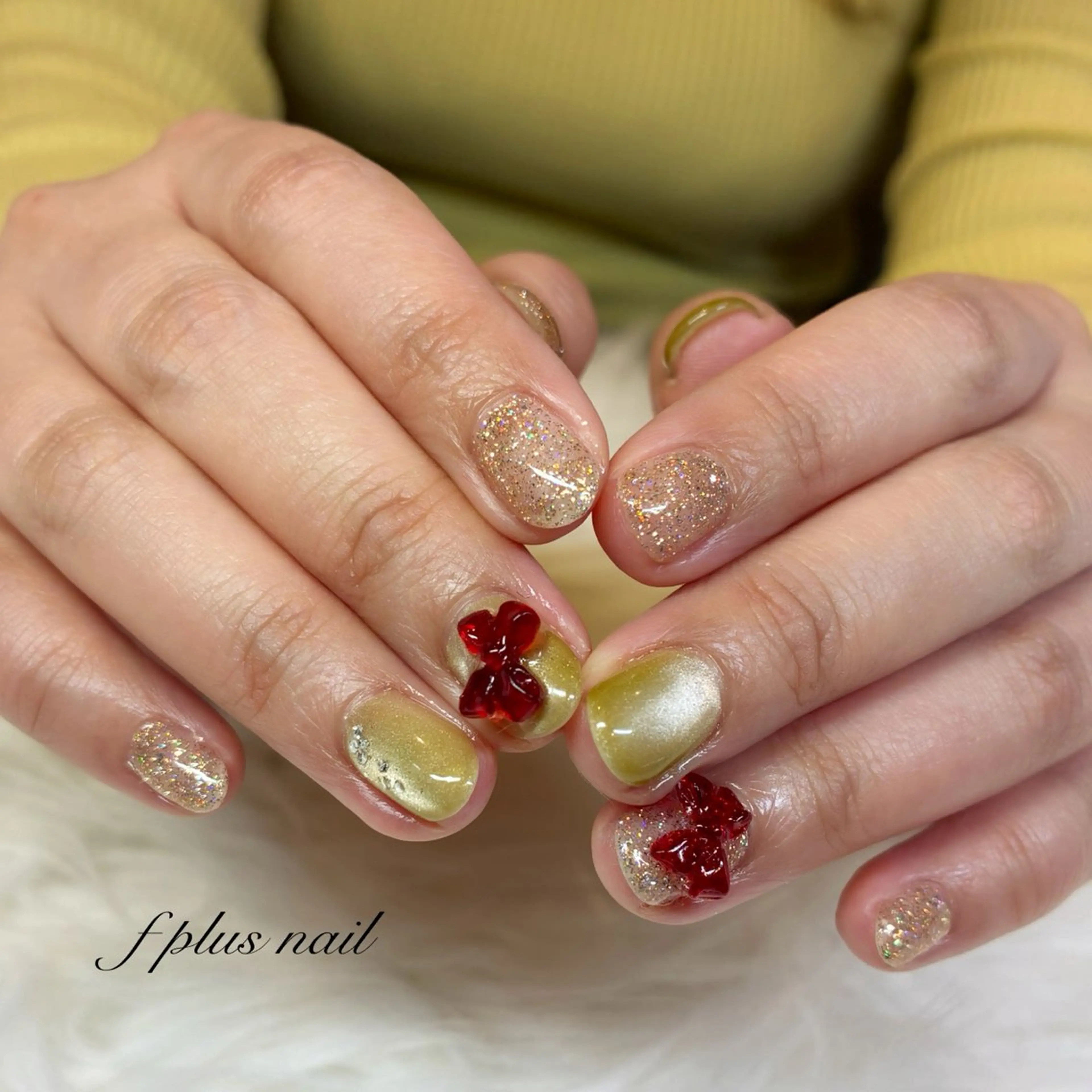 ネイル フラッシュネイル マグネットネイル 黄色 ハンドネイル kanako nail🌷のネイルデザイン