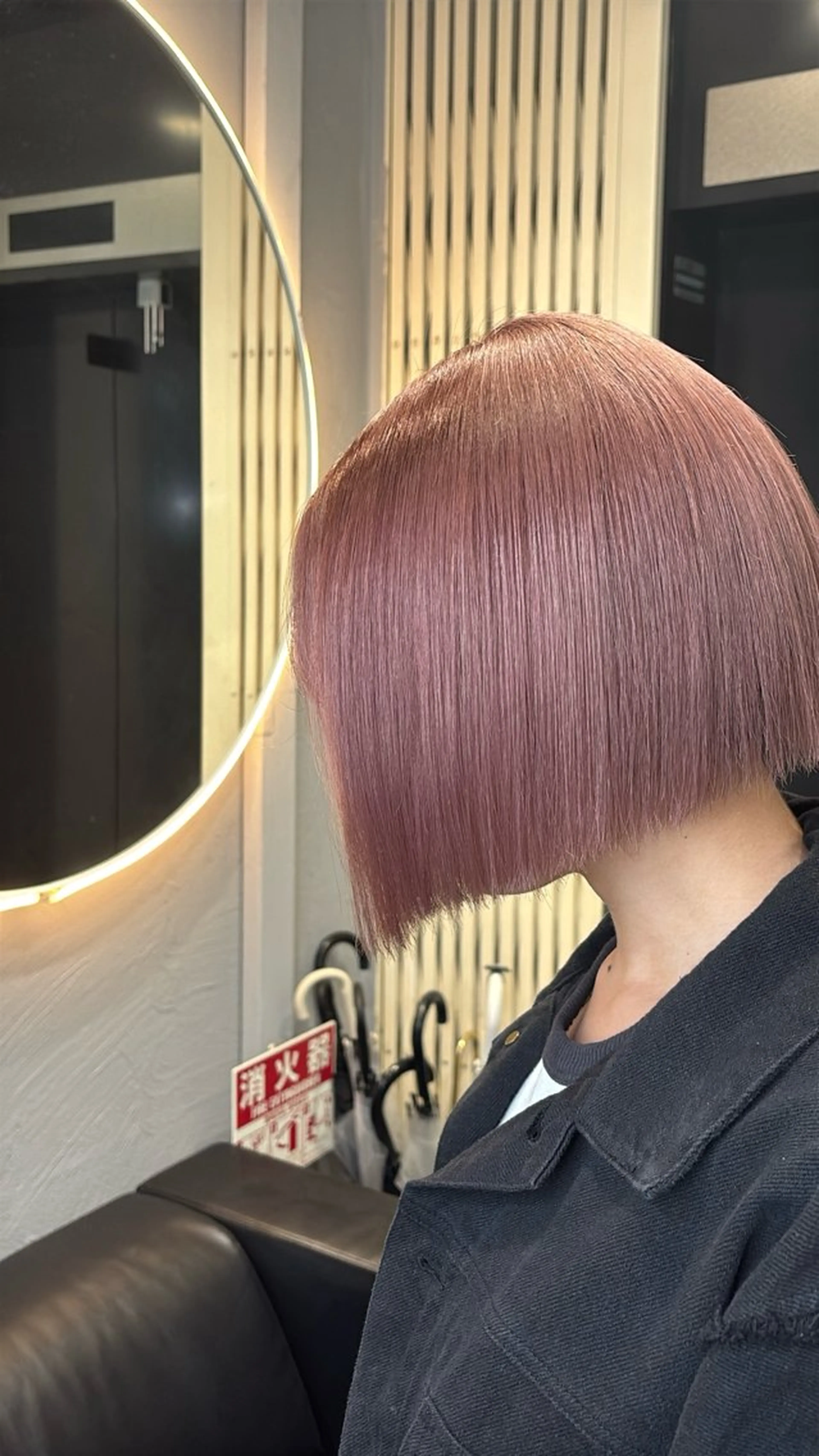 セミロング ヘアカラー トリートメント ヘアセット 韓国ヘア/ブリーチ無 しWカラー/オリーブのヘアスタイル