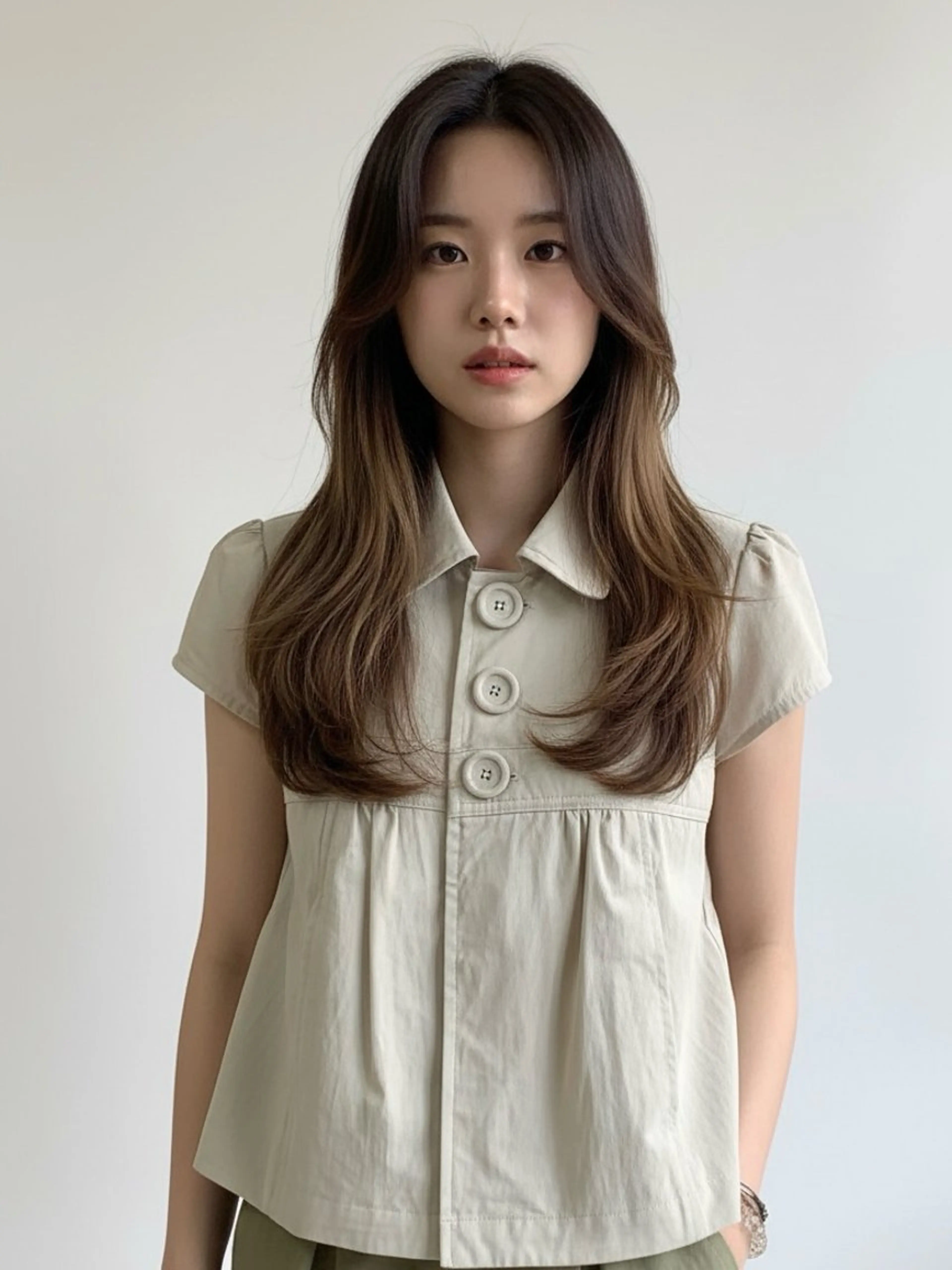 セミロング カラー アディクシーカラー 透明感カラー くびれヘア 顔まわりレイヤー 韓国風ヘア カット ヘアカラー 韓国レイヤーカット 🫧大阪梅田レイヤーのヘアスタイル