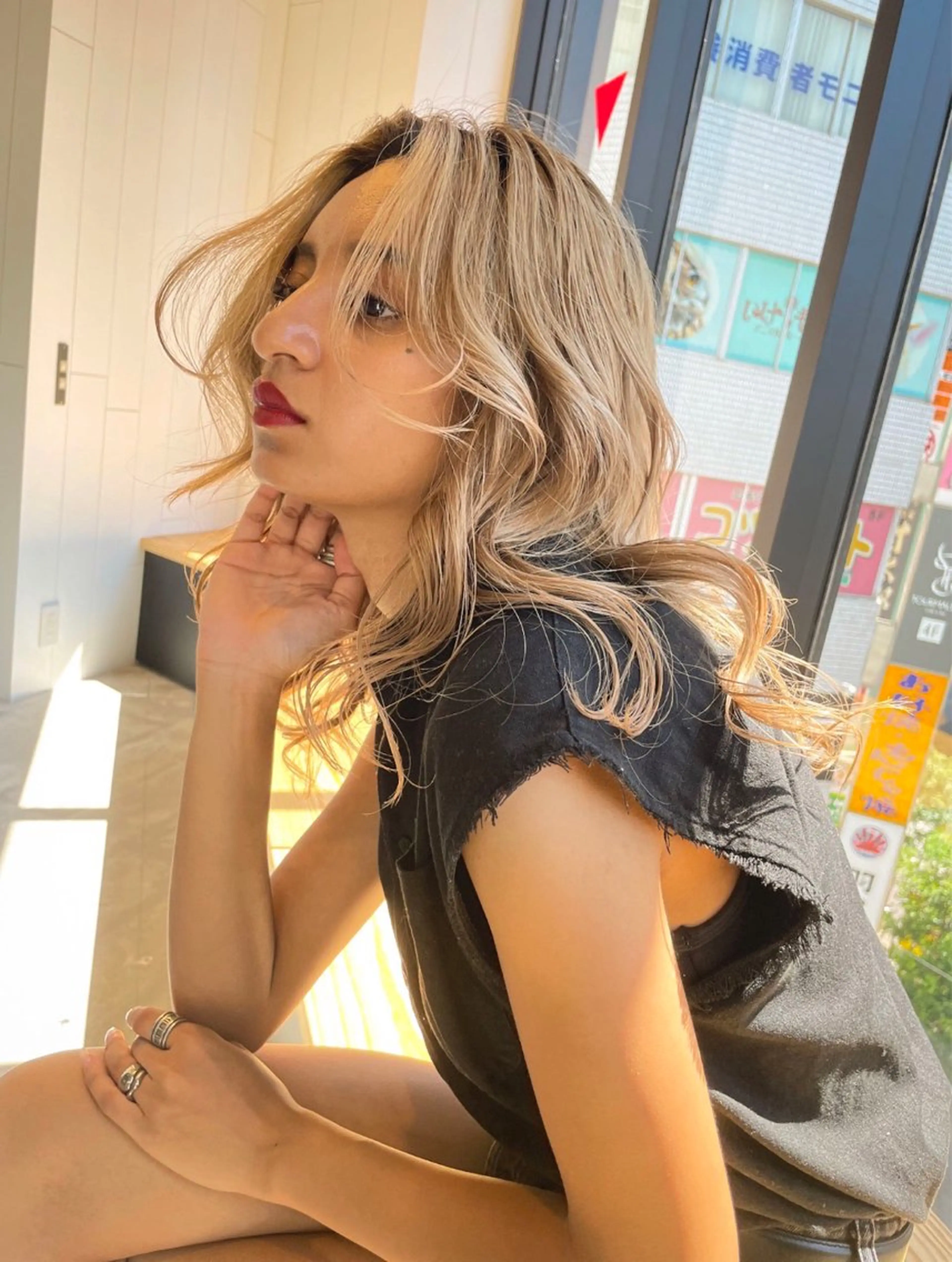 セミロング カラー ヘアカラー Kazusa/艶髪 /ハイトーン🌈のヘアスタイル