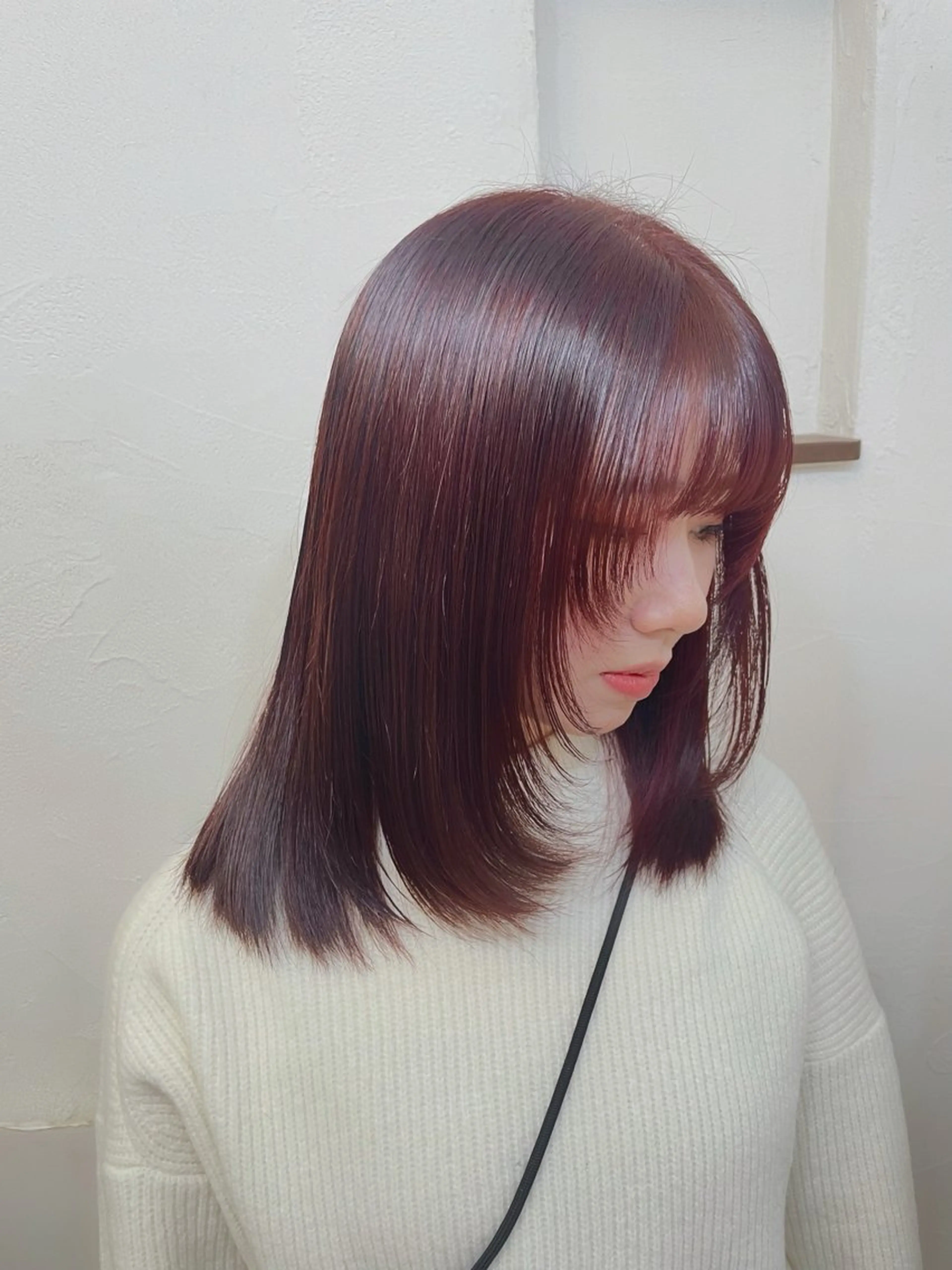 ミディアム カラー 顔まわりレイヤー 顔周りカット レイヤーカット 🦋透明感 艶カラー Rie🦋のヘアスタイル