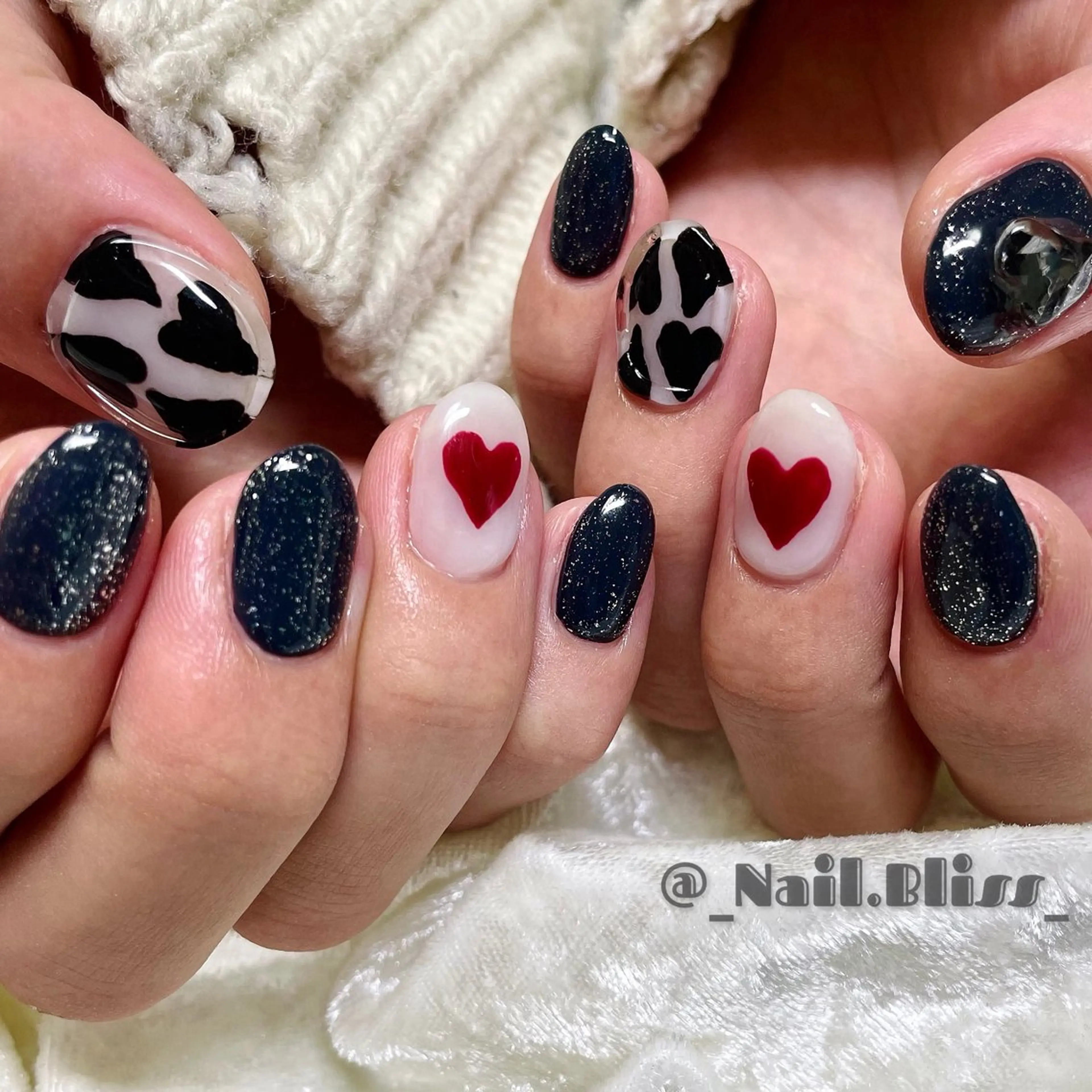 ネイル ハート 持ち込み ハンドネイル NAIL BLISSのネイルデザイン