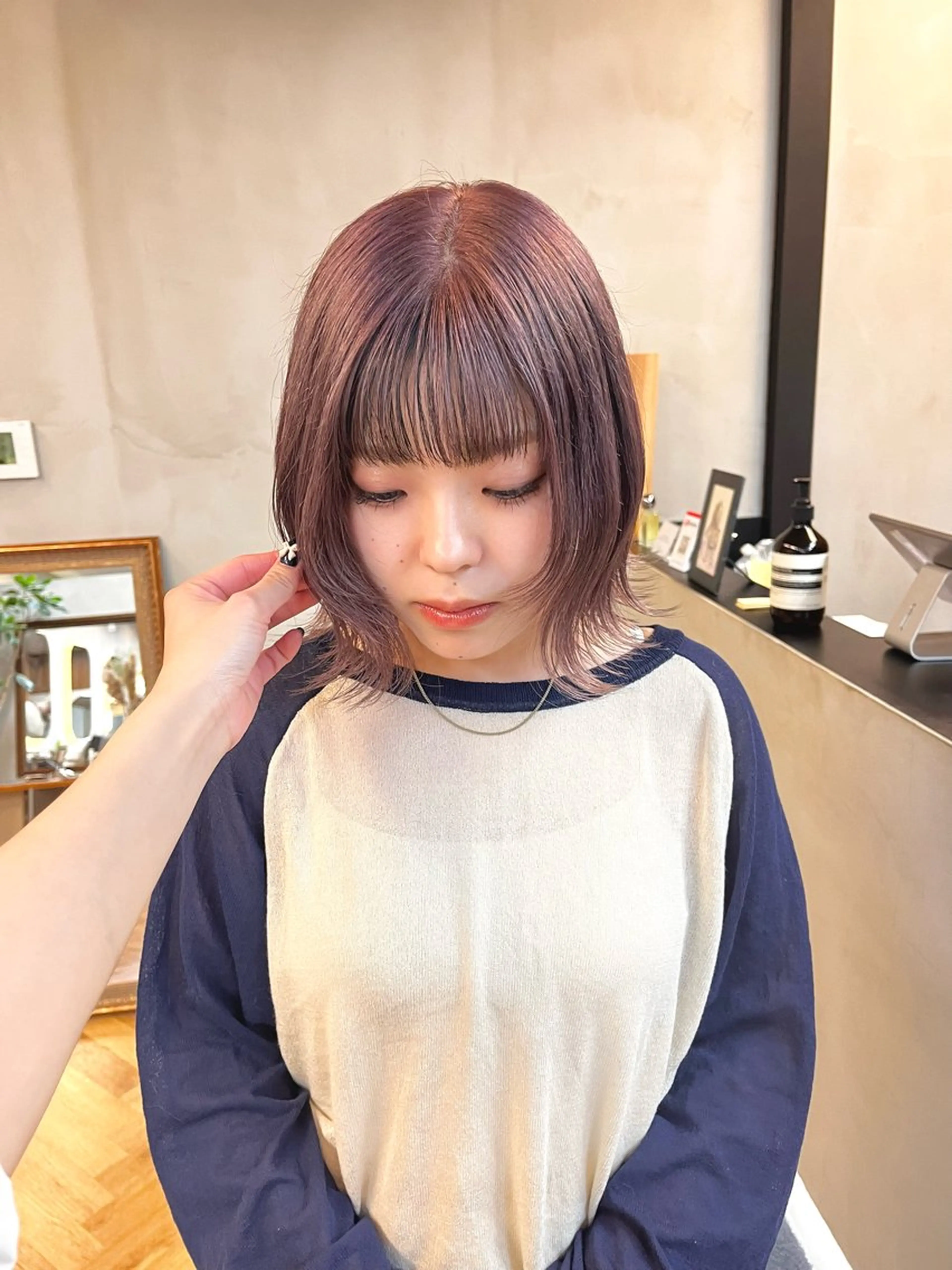 ショート カラー ヘアアレンジ ブリーチ ena/ブリーチなし 透明感・レイヤー🎀のヘアスタイル