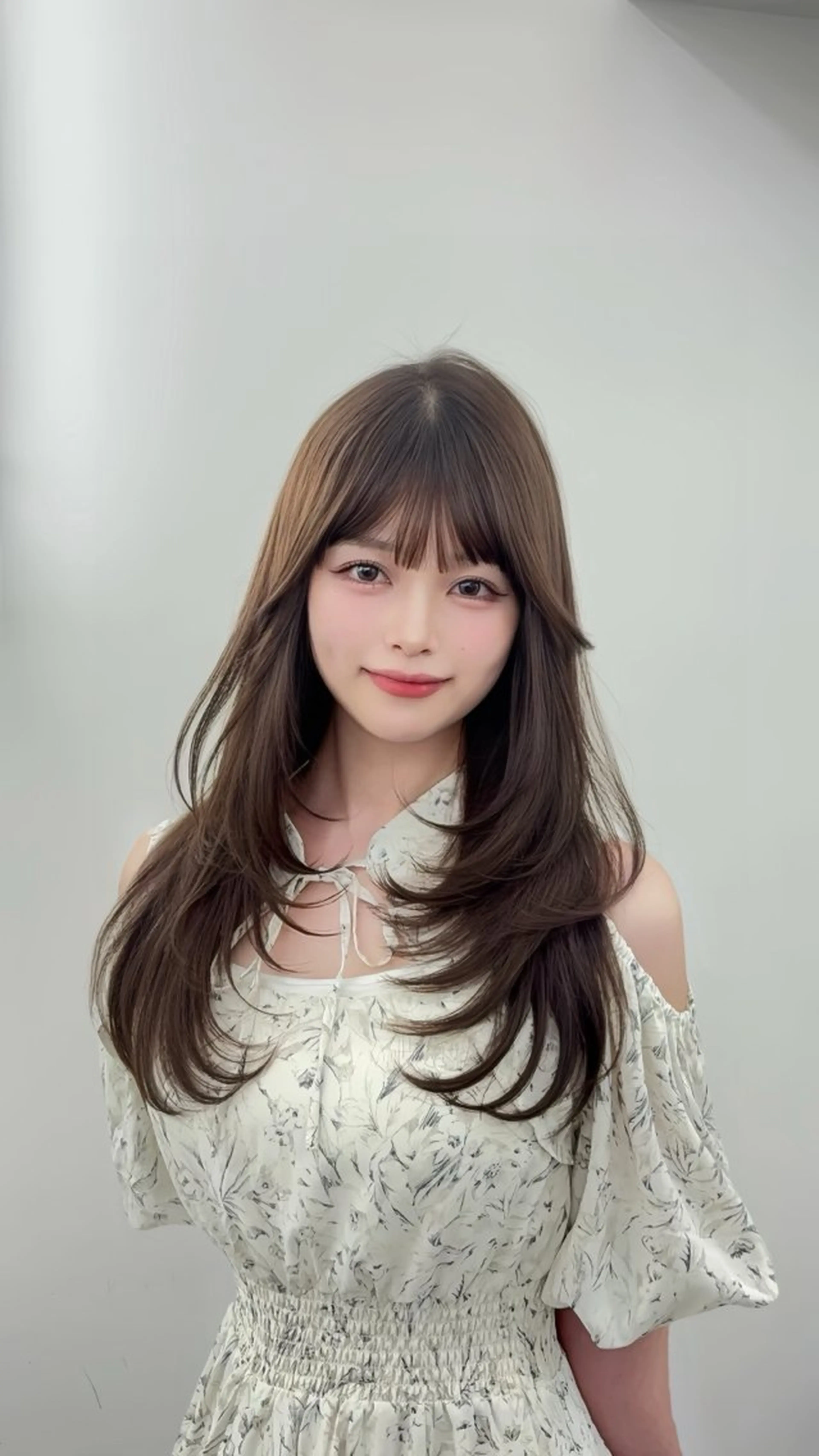 ロング カラー 小顔カット カット ヘアカラー トリートメント 韓国ヘア/レイヤー/ 顔まわり足立遥奈のヘアスタイル