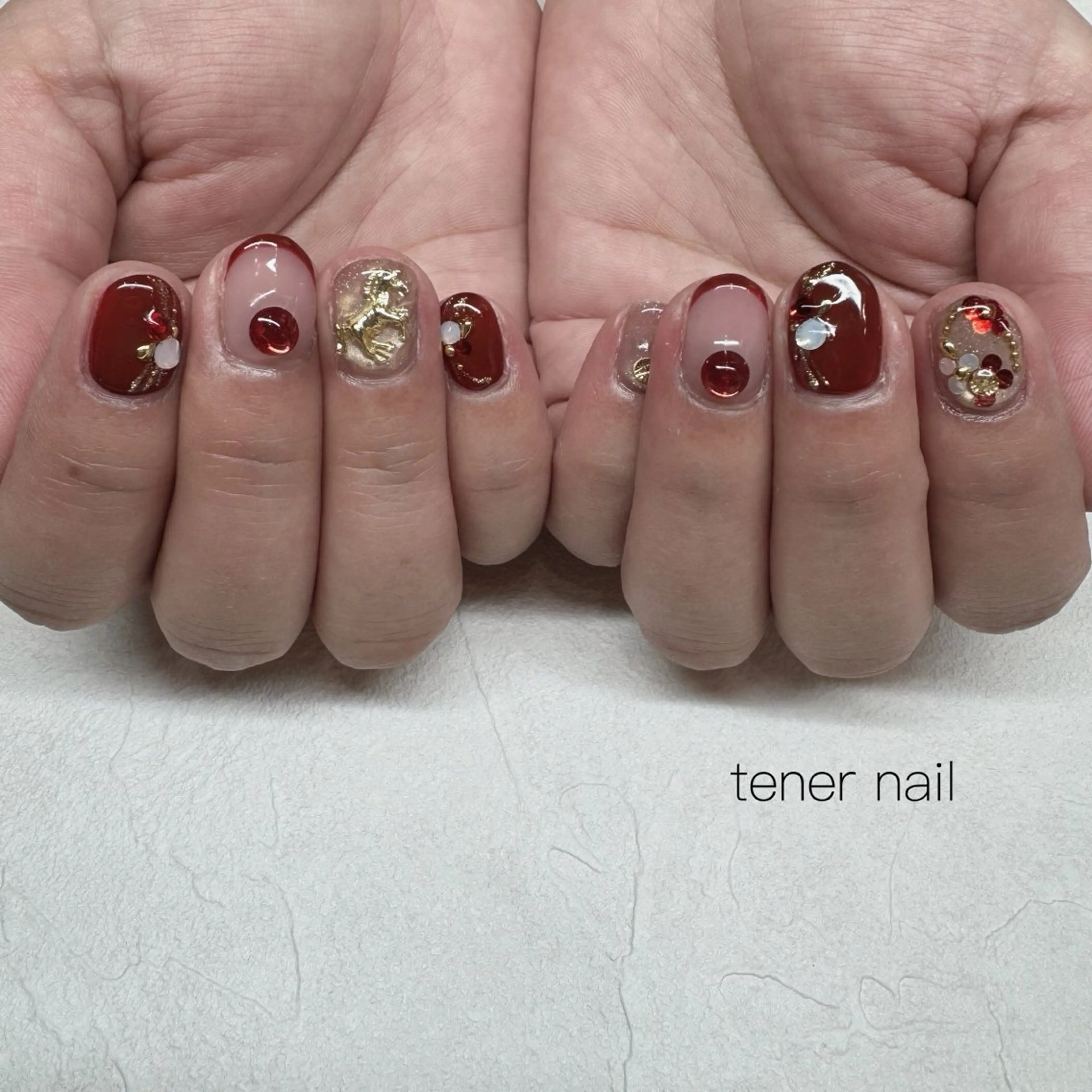 ネイル ボルドー ハンドネイル tener  nail  テネルネイル所属・テネルネイル tener nailのネイルデザイン