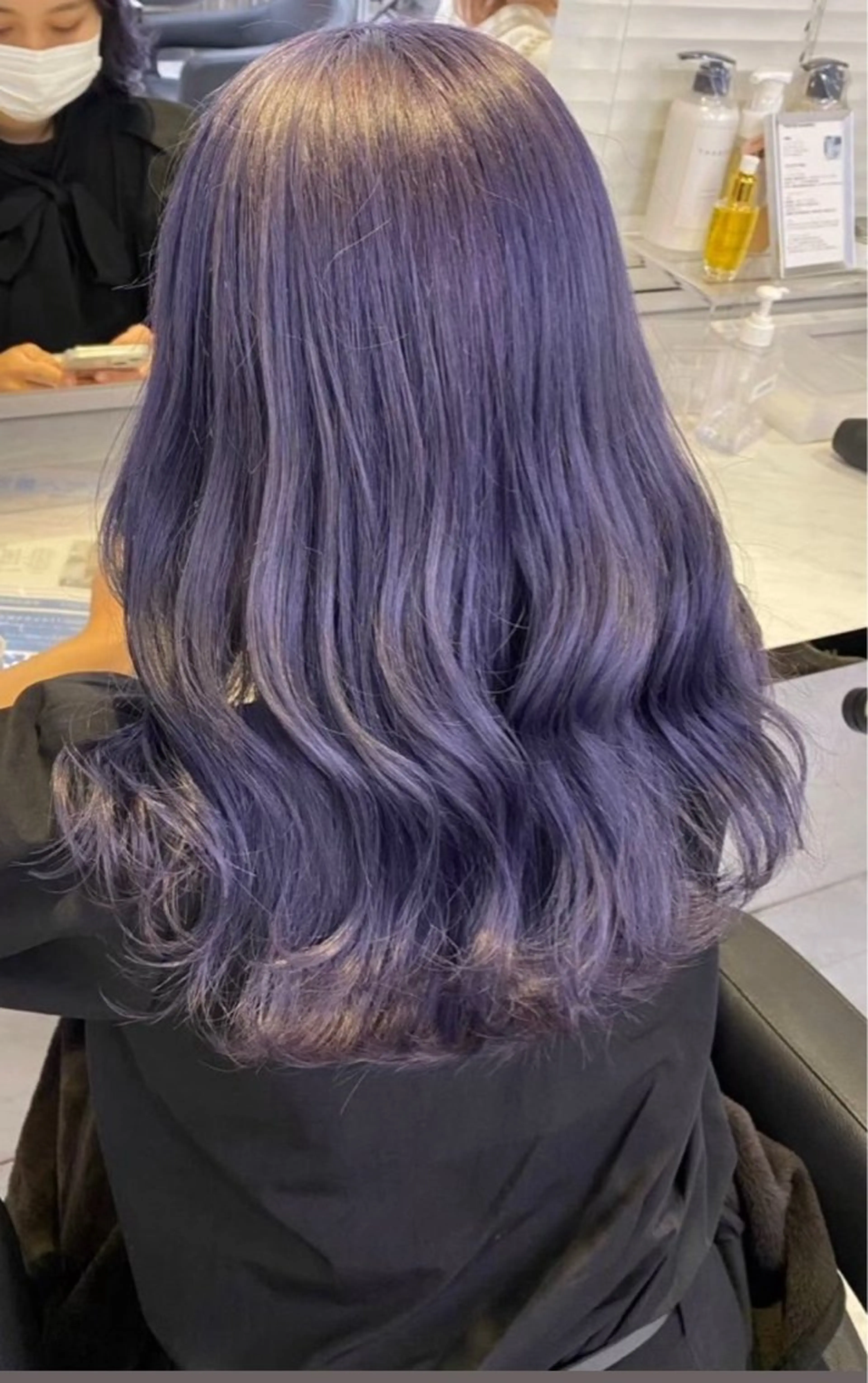 ロング カット ヘアカラー トリートメント 韓国ヘア/ブリーチ無 しWカラー/オリーブのヘアスタイル