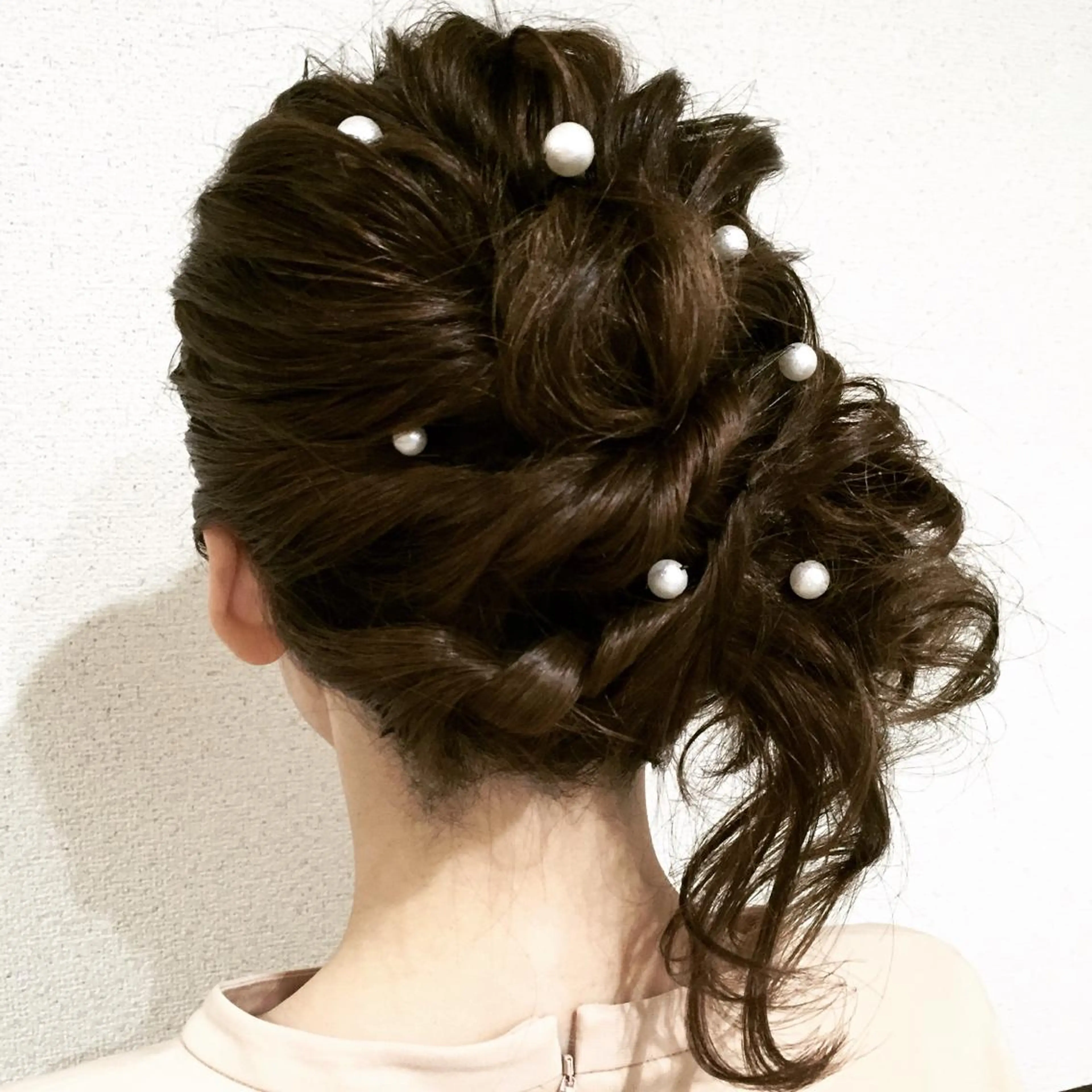 ミディアム セミロング カラー ヘアアレンジ イルミナカラー 三つ編み 早朝✨ヘアセット 着付け/清水玲歌のヘアスタイル