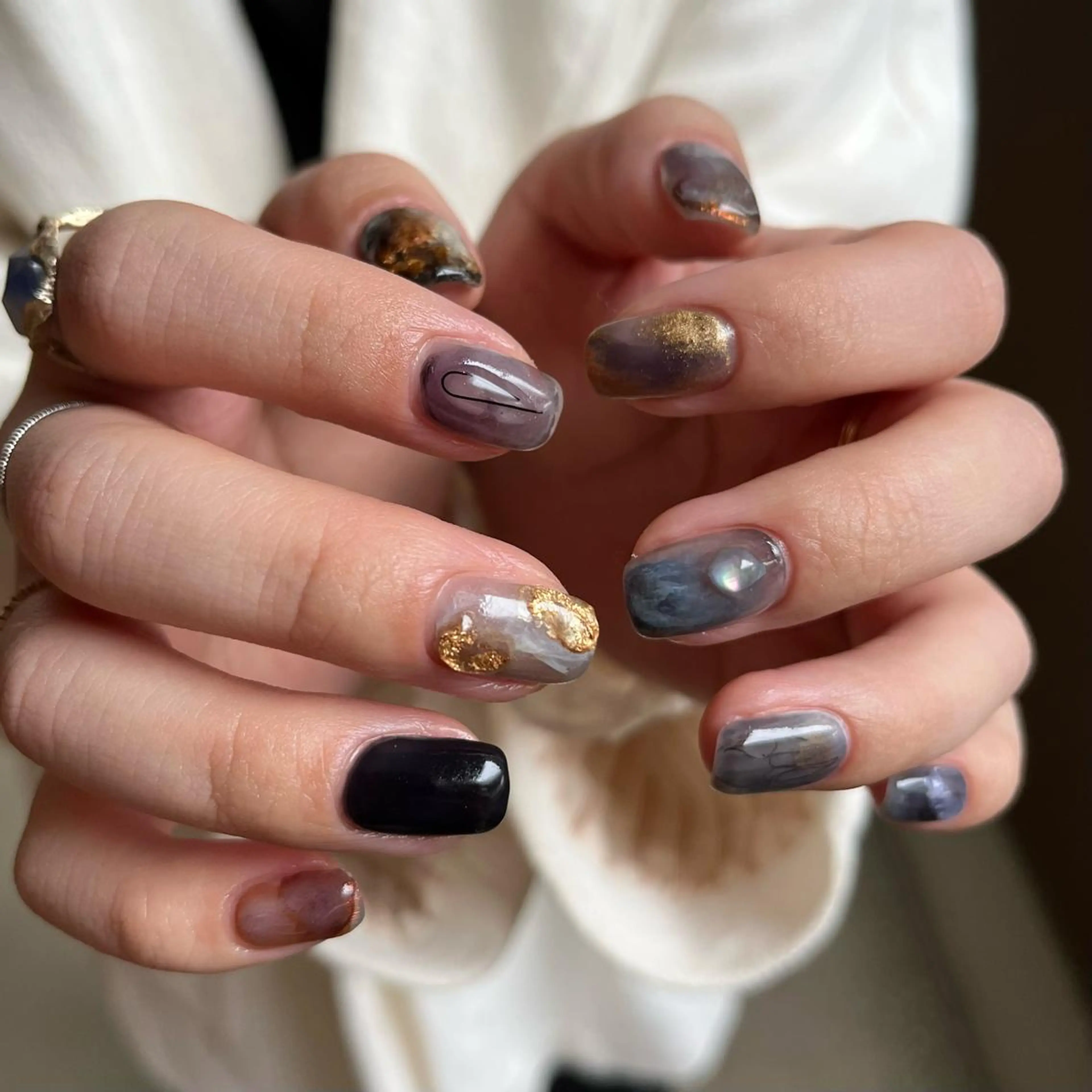 ネイル ブルー ハンドネイル vegh.所属・vegh. nail/阿波座のネイルデザイン