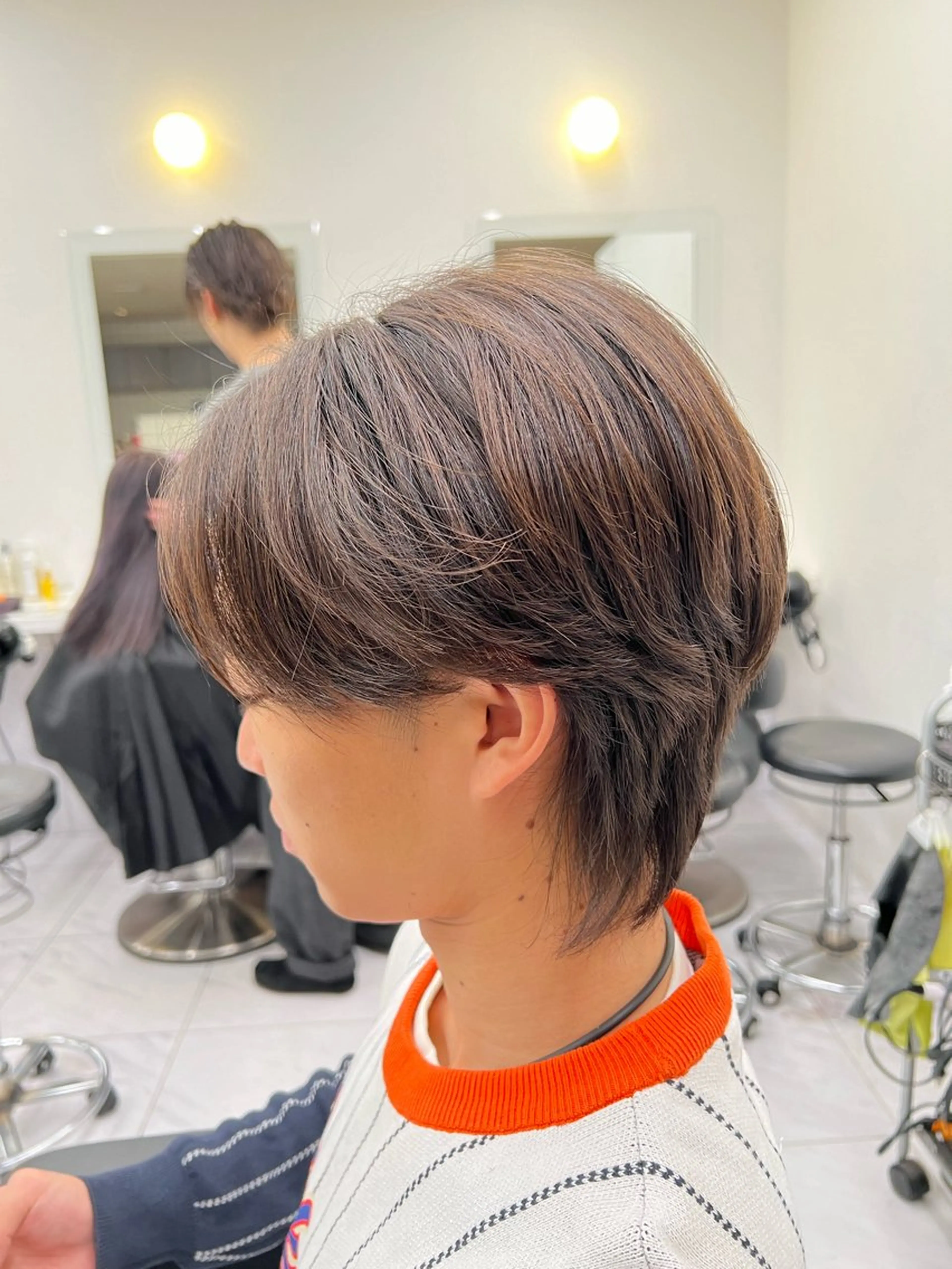 ショート メンズ 韓国風艶髪🎀 暖色カラー🤍のヘアスタイル