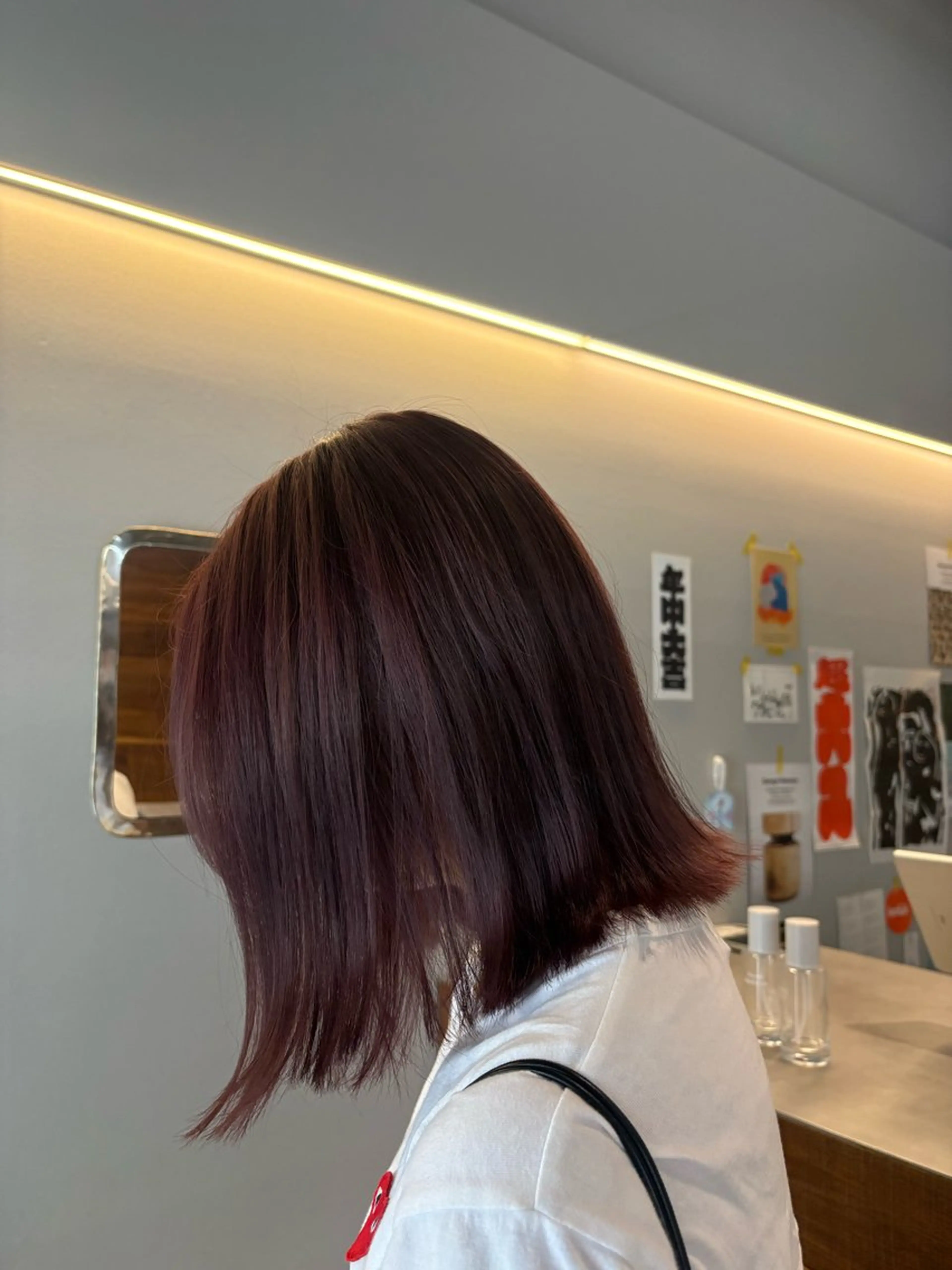 ミディアム カラー ブラウンカラー ピンクカラー ピンクブラウン 上野 桜果のヘアスタイル