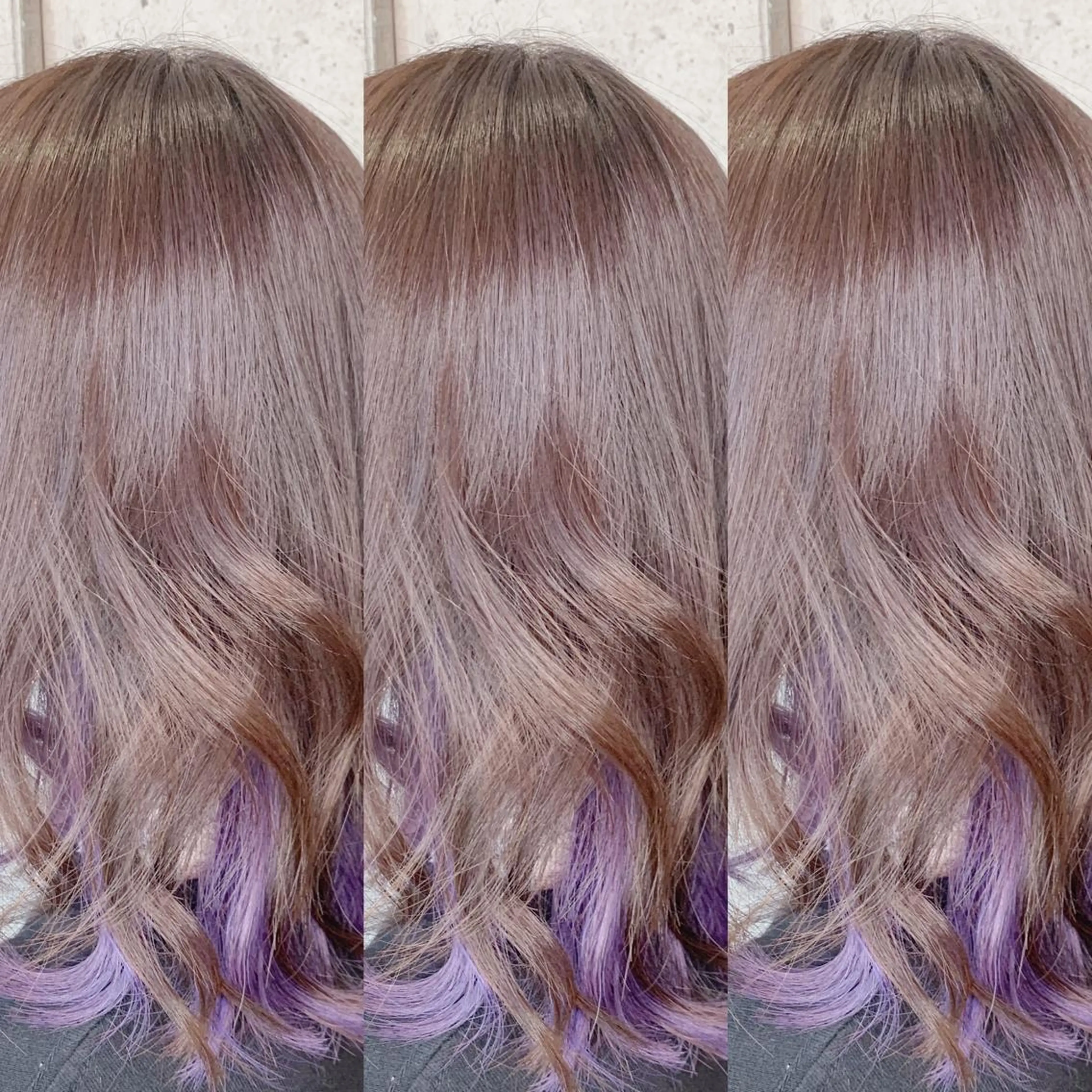 ミディアム カラー パープルカラー 福森 みずきのヘアスタイル