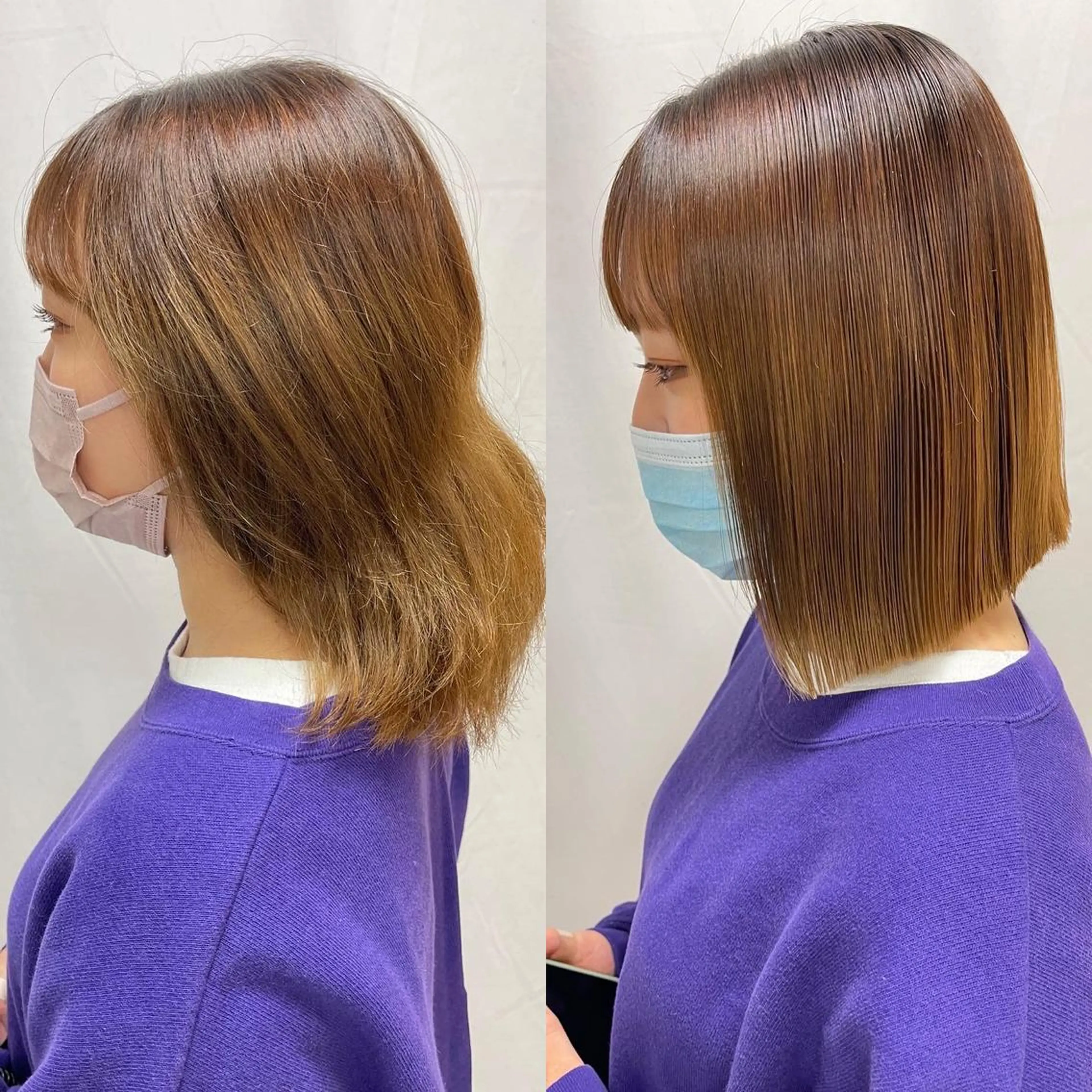 ミディアム パーマ ボブ 縮毛矯正 トリートメント 髪質改善/縮毛矯正 /ブリーチ矯正/岡部のヘアスタイル