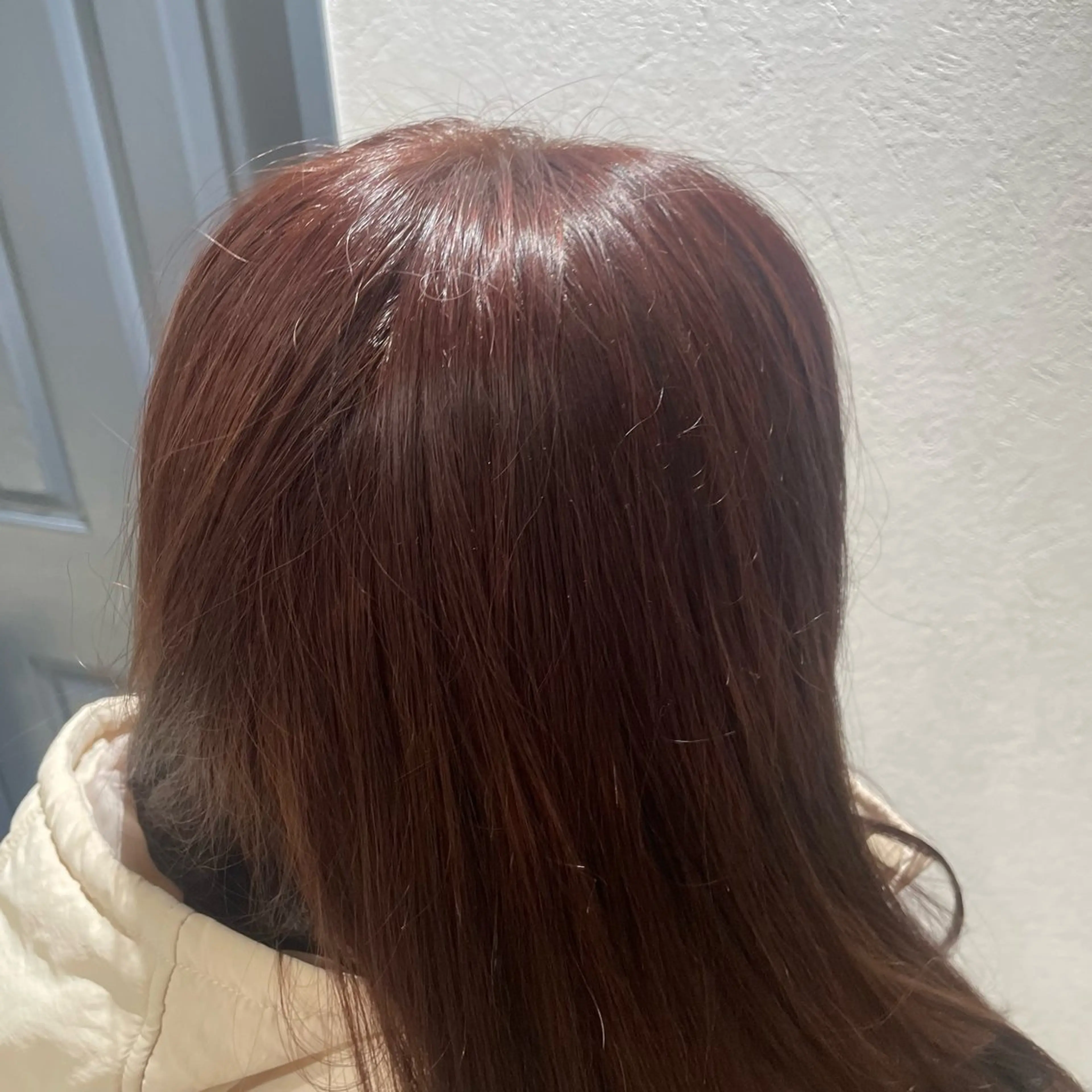 セミロング レッドブラウン ヘアカラー ハルカ/暖色カラー/ ダブルカラーのヘアスタイル