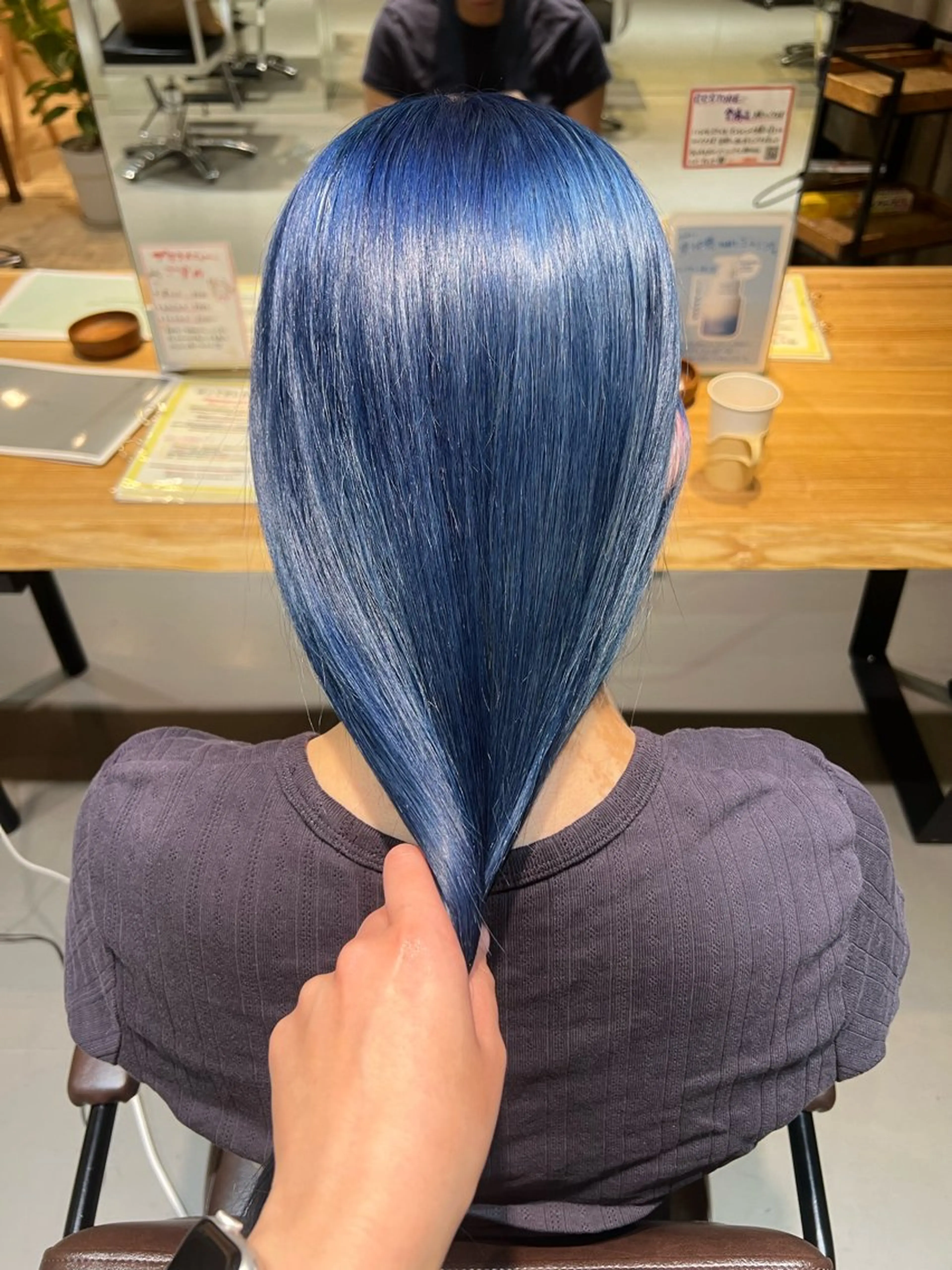 ロング カラー ブルーカラー ネイビーカラー ヘアカラー きむら なみか🪐のヘアスタイル