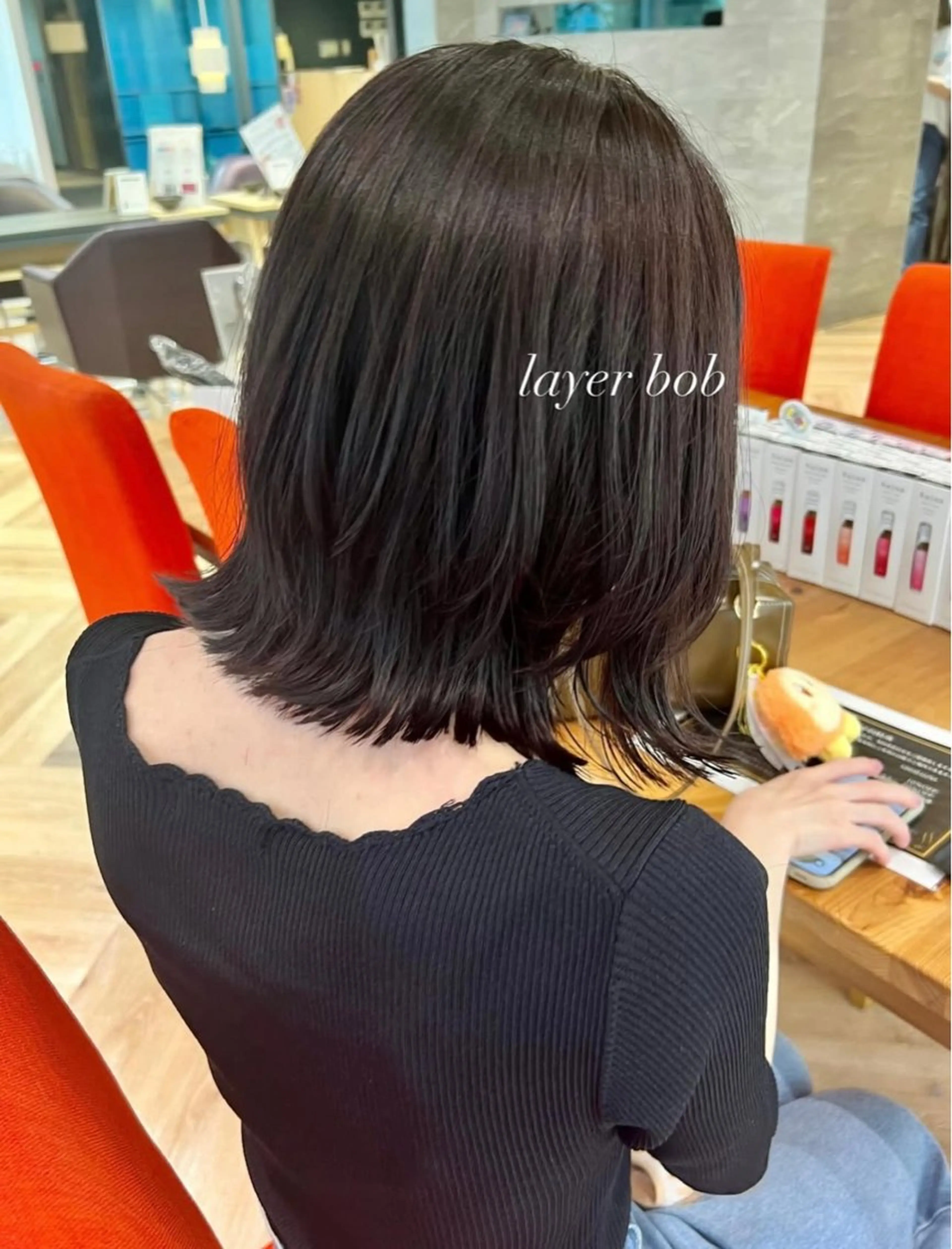 ミディアム ボブレイヤー ボブ レイヤーカット カット ヘアカラー 加納千華 /ボブ/ぱつっとボブのヘアスタイル
