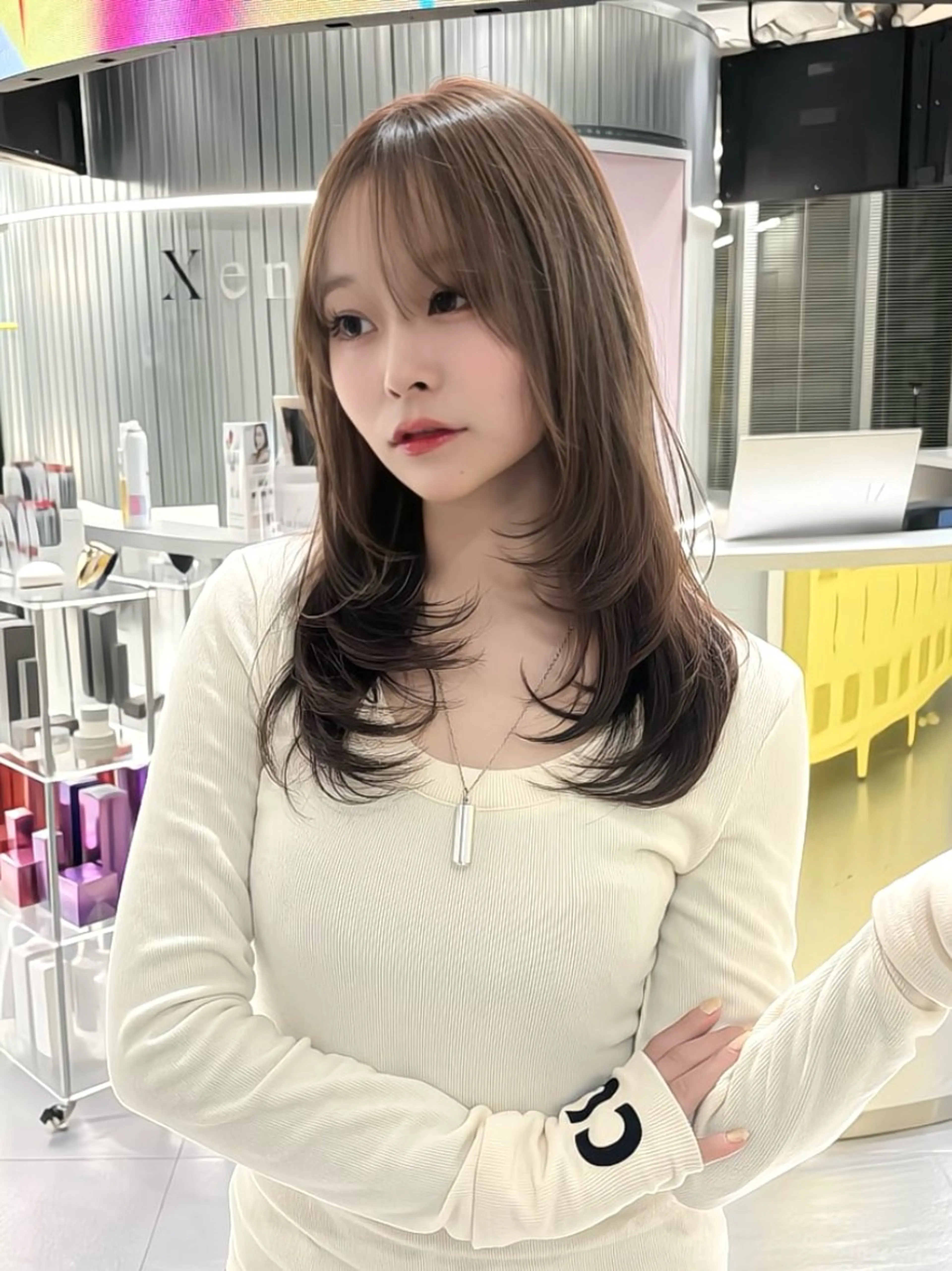 ロング カラー ヘアカラー 名古屋/中顔面短縮 ✨/小顔ハイレイヤーのヘアスタイル