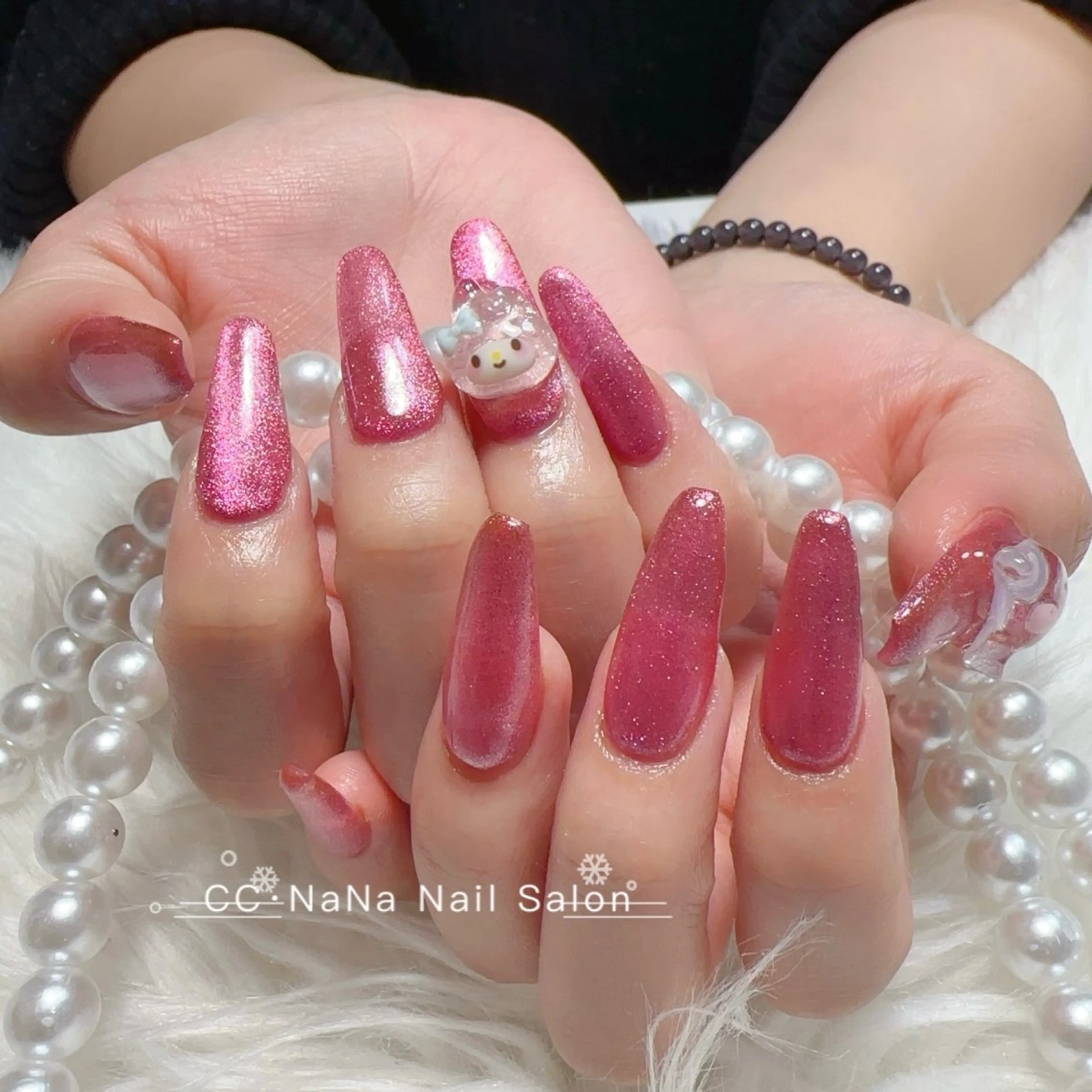 ネイル チークネイル フラッシュネイル ハート キラキラネイル 韓国ネイル ハンドネイル 💎CC・NaNa 韓国風ネイル🌙Cのネイルデザイン