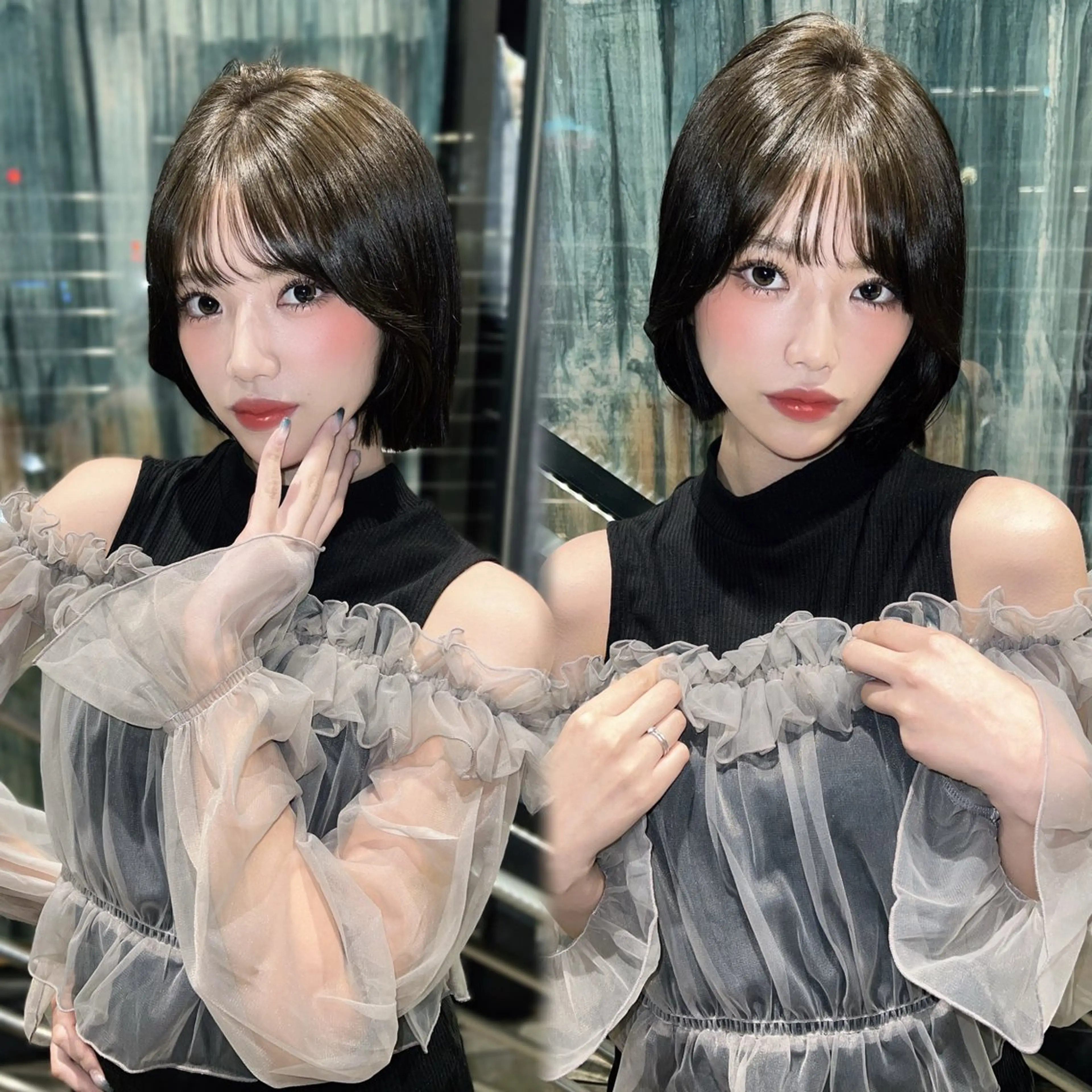 ショート カラー 透明感カラー グレージュ オリーブグレージュ オリーブグレー くびれヘア Pocket仙台 💚モエリのヘアスタイル