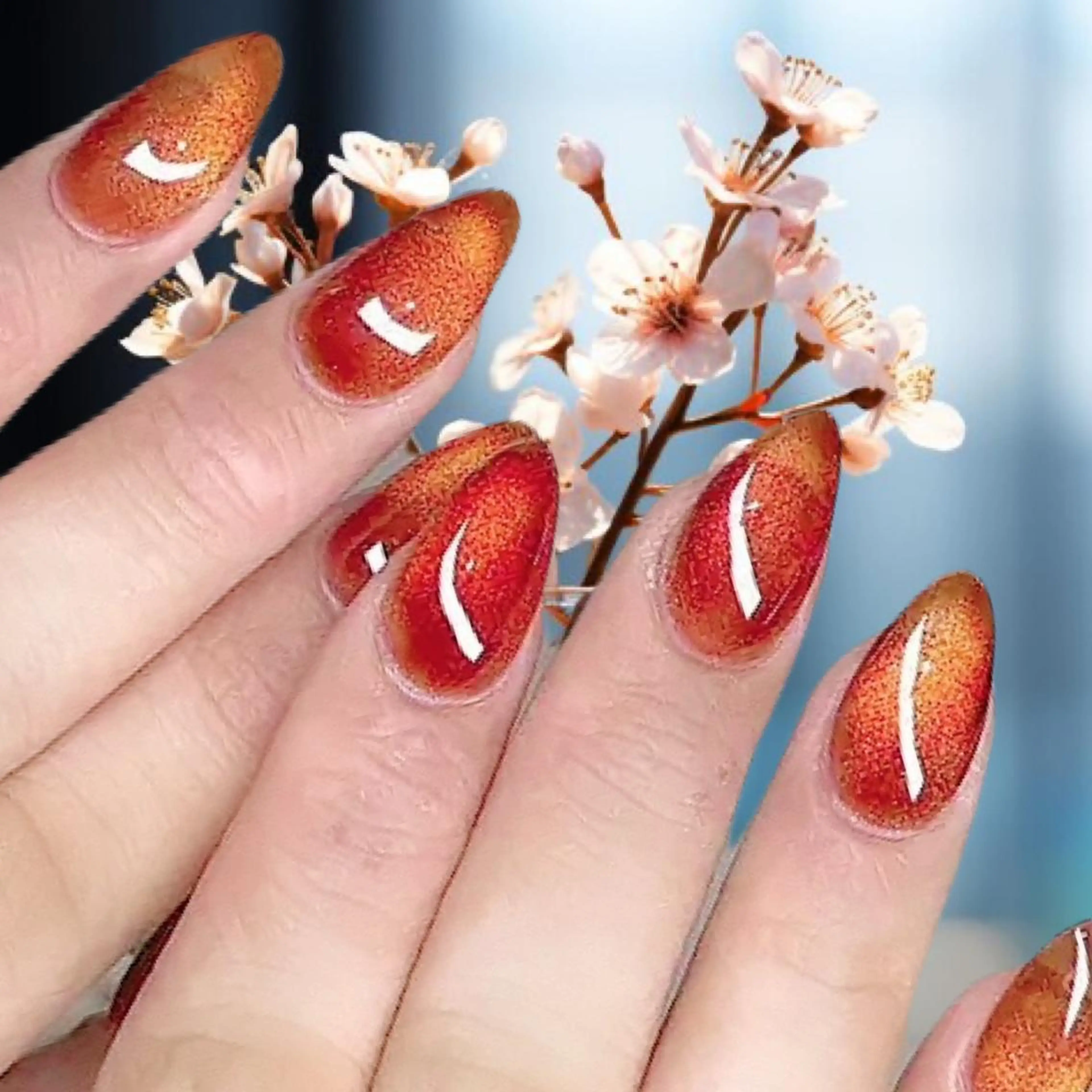 ネイル ボルドー フラッシュネイル マグネットネイル ハンドネイル アップネイル 山本のネイルデザイン