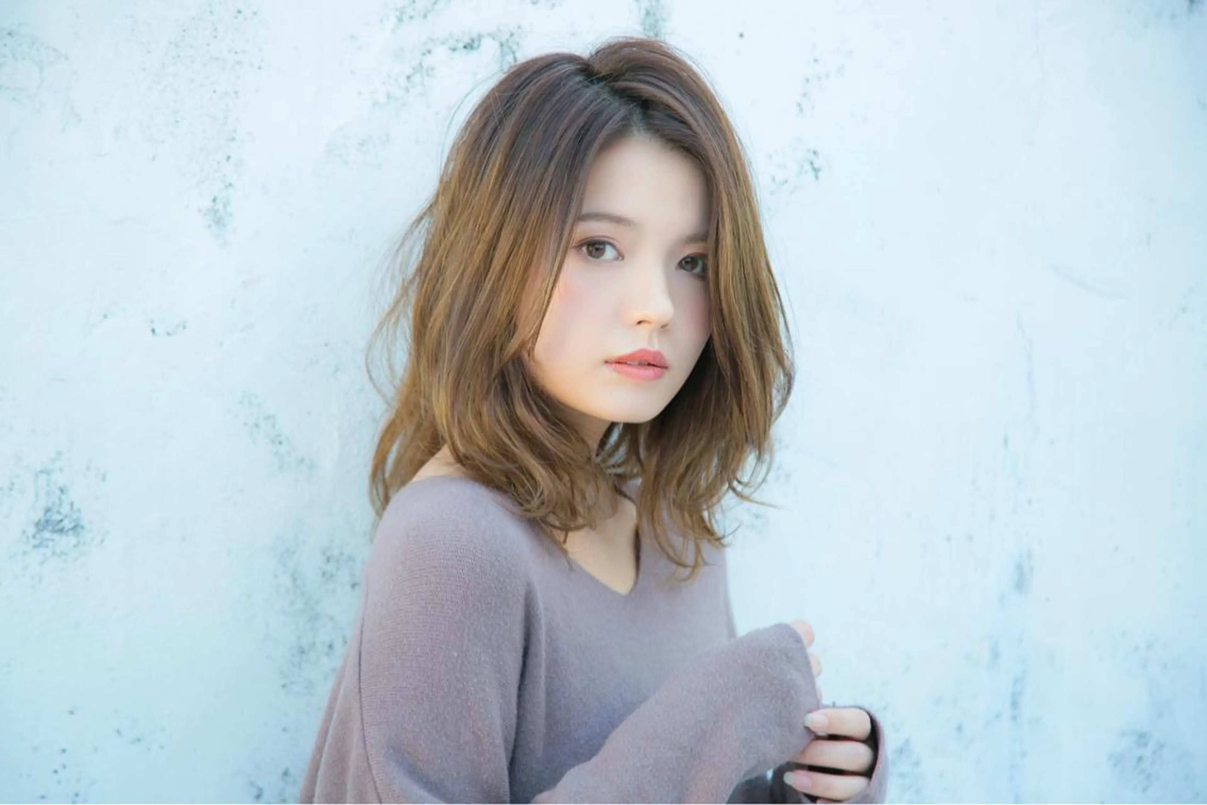 ミディアム カラー 透明感カラー レイヤーカット 縮毛矯正/髪質改善 表参道/千田大地のヘアスタイル