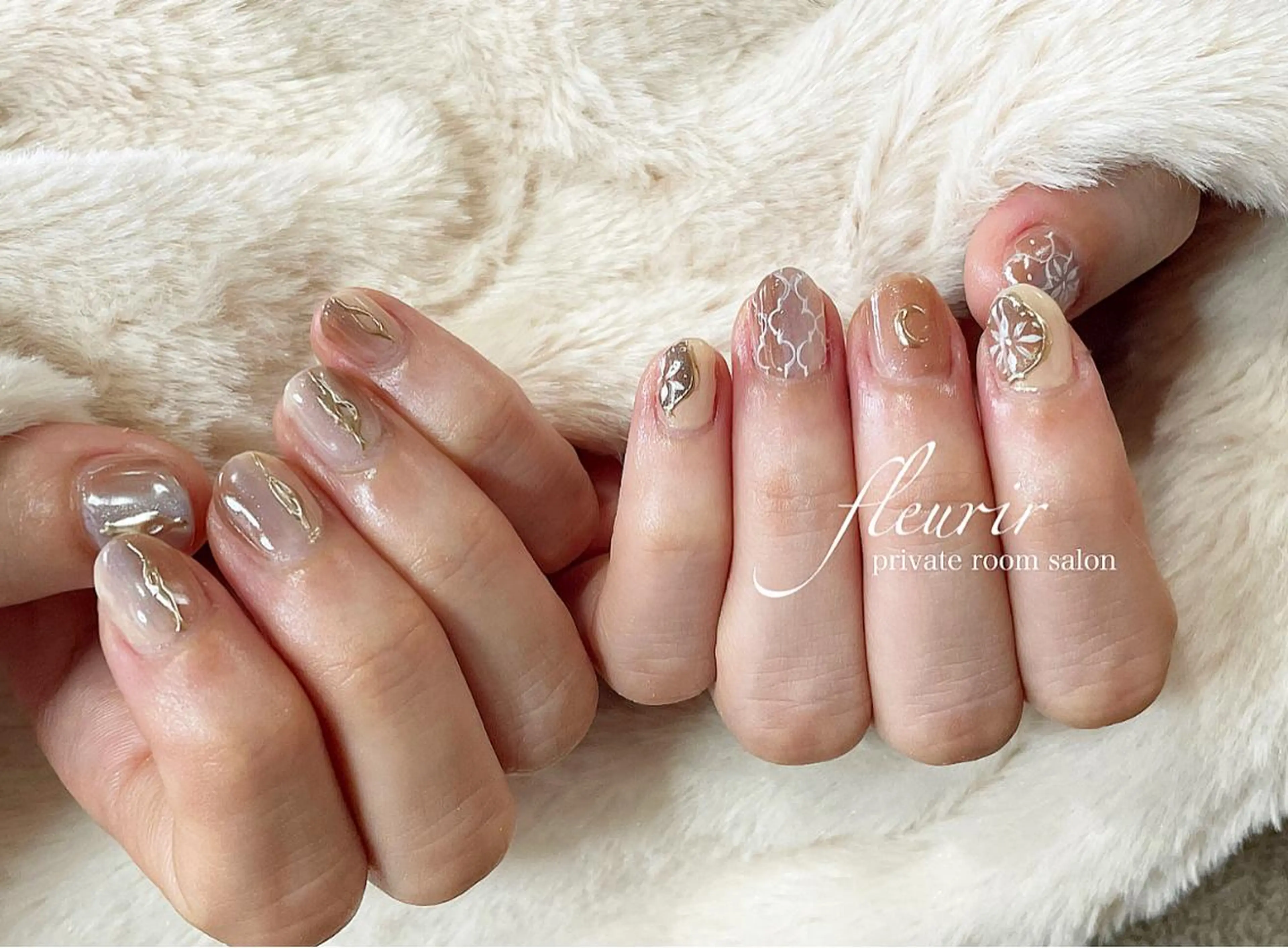 ネイル アートネイル ニュアンスネイル フルリール 【プライベートサロンのネイルデザイン