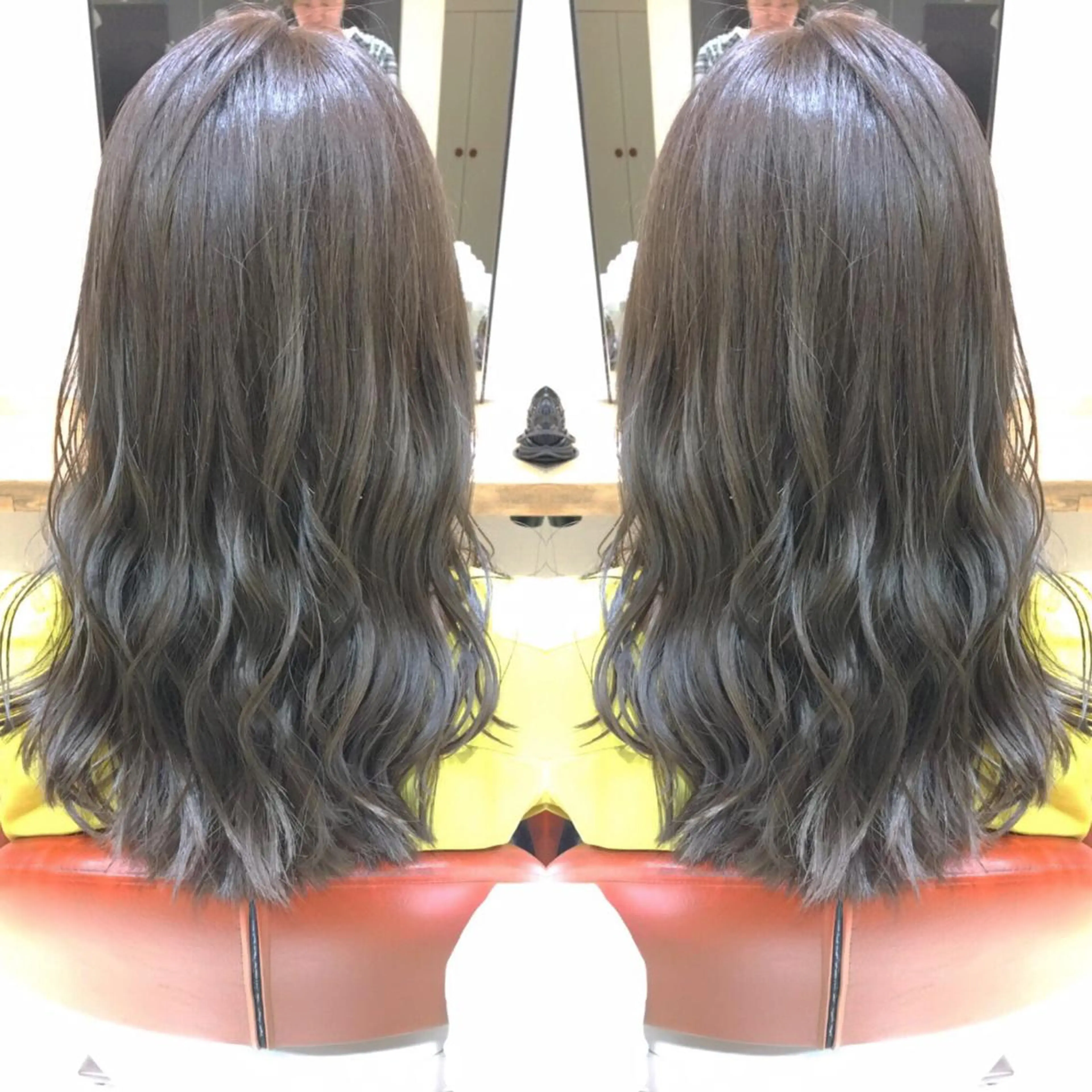 ロング カラー パーマ ヘアアレンジ グレージュ エグチ アキラのヘアスタイル