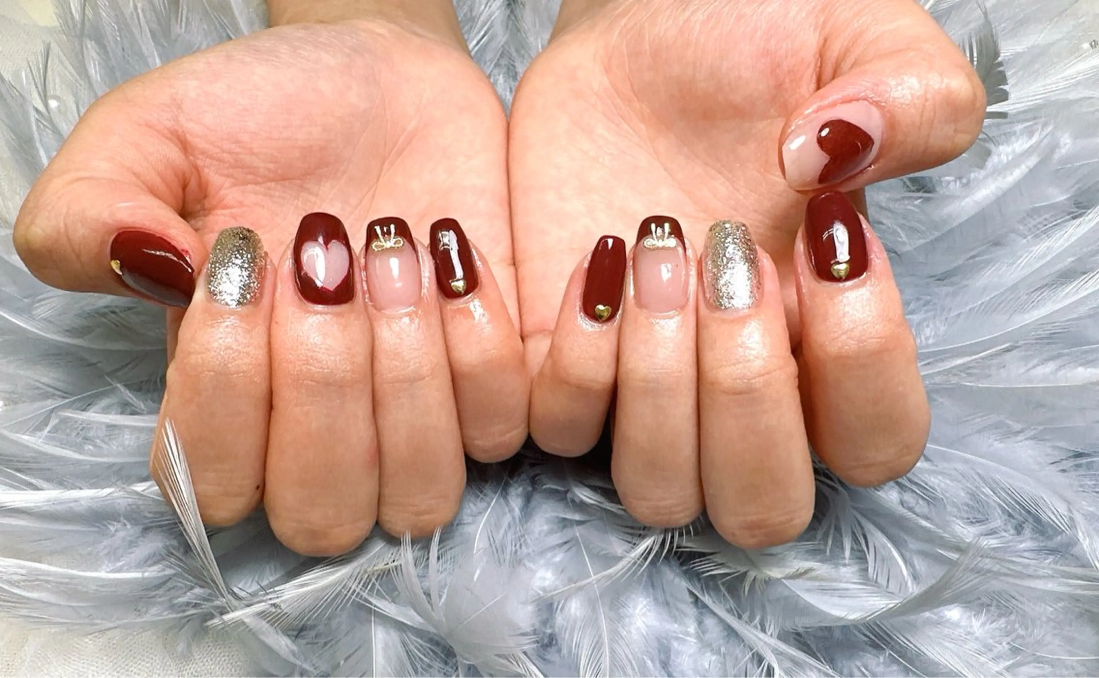 ネイル ハート 持ち込み ハンドネイル Pretty Nail Salonのネイルデザイン