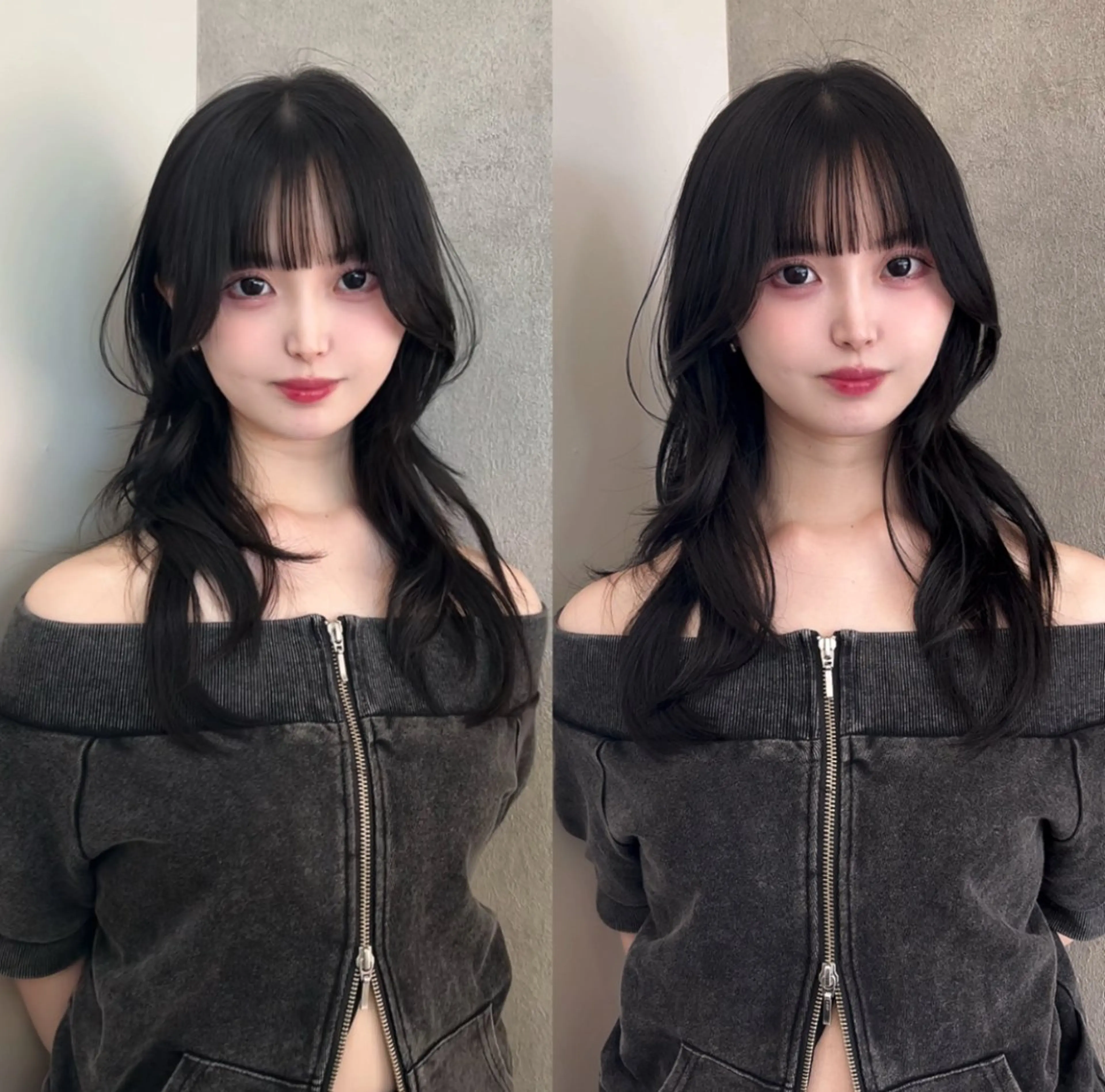 セミロング ハッシュカット🖤✨ 顔周り/韓国ヘアのヘアスタイル