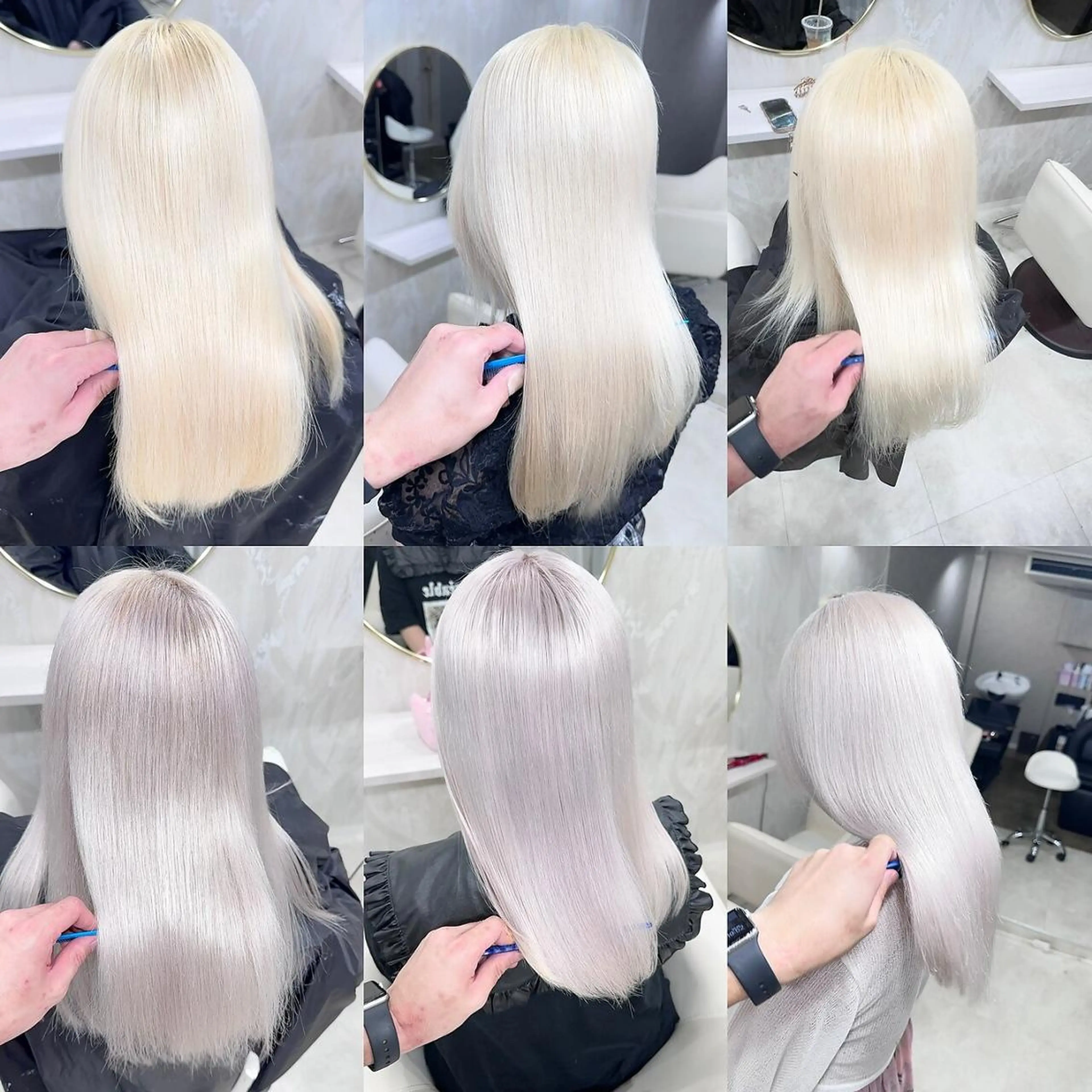 ロング カラー ブリーチ ブロンド ハイトーンカラー ホワイトブロンド ヘアカラー Selene hair OSAKAのヘアスタイル