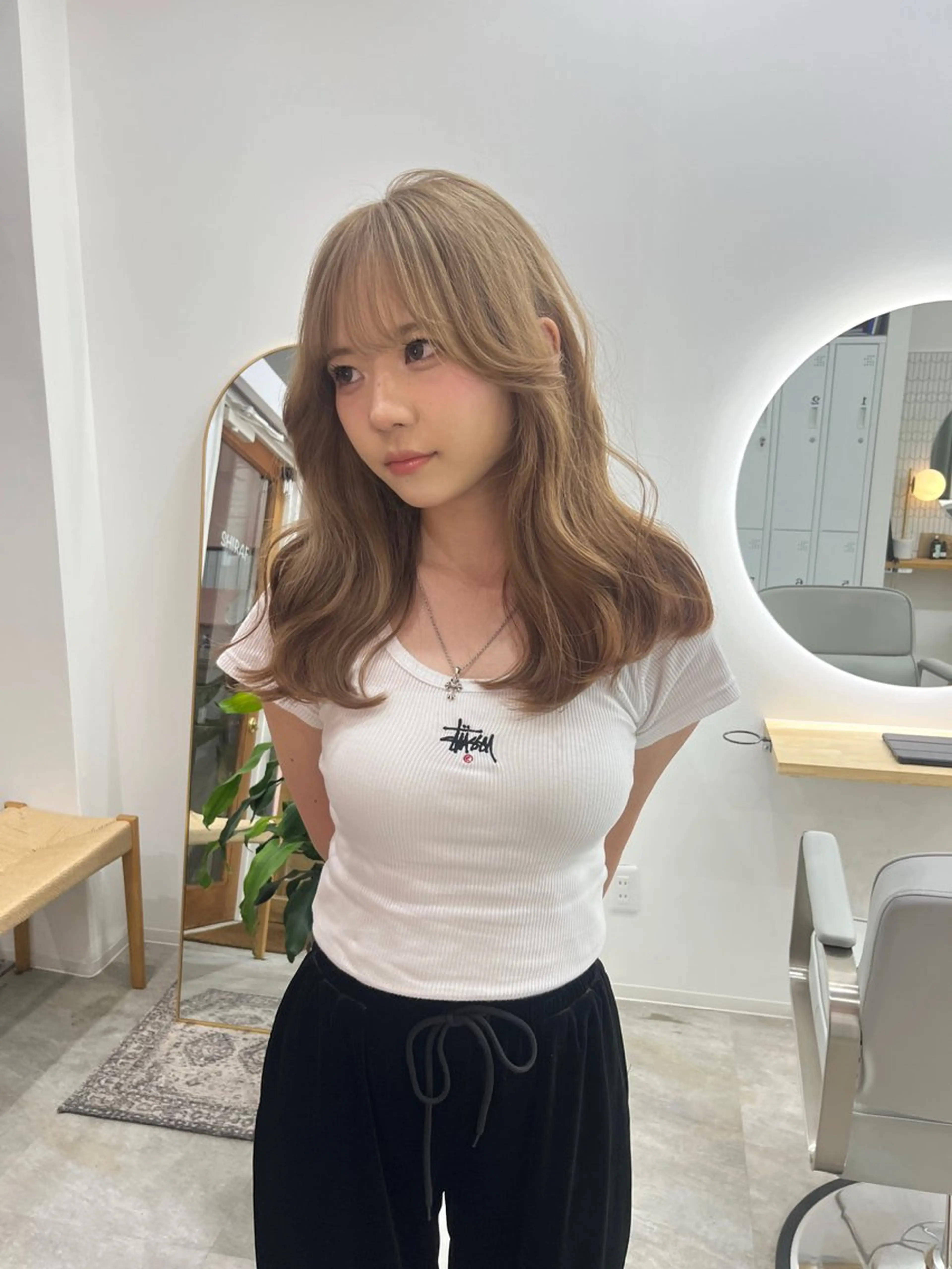 ロング カラー ヘアカラー トリートメント ベージュ⟡˖レイヤー ˖ ࣪⊹あずきのヘアスタイル