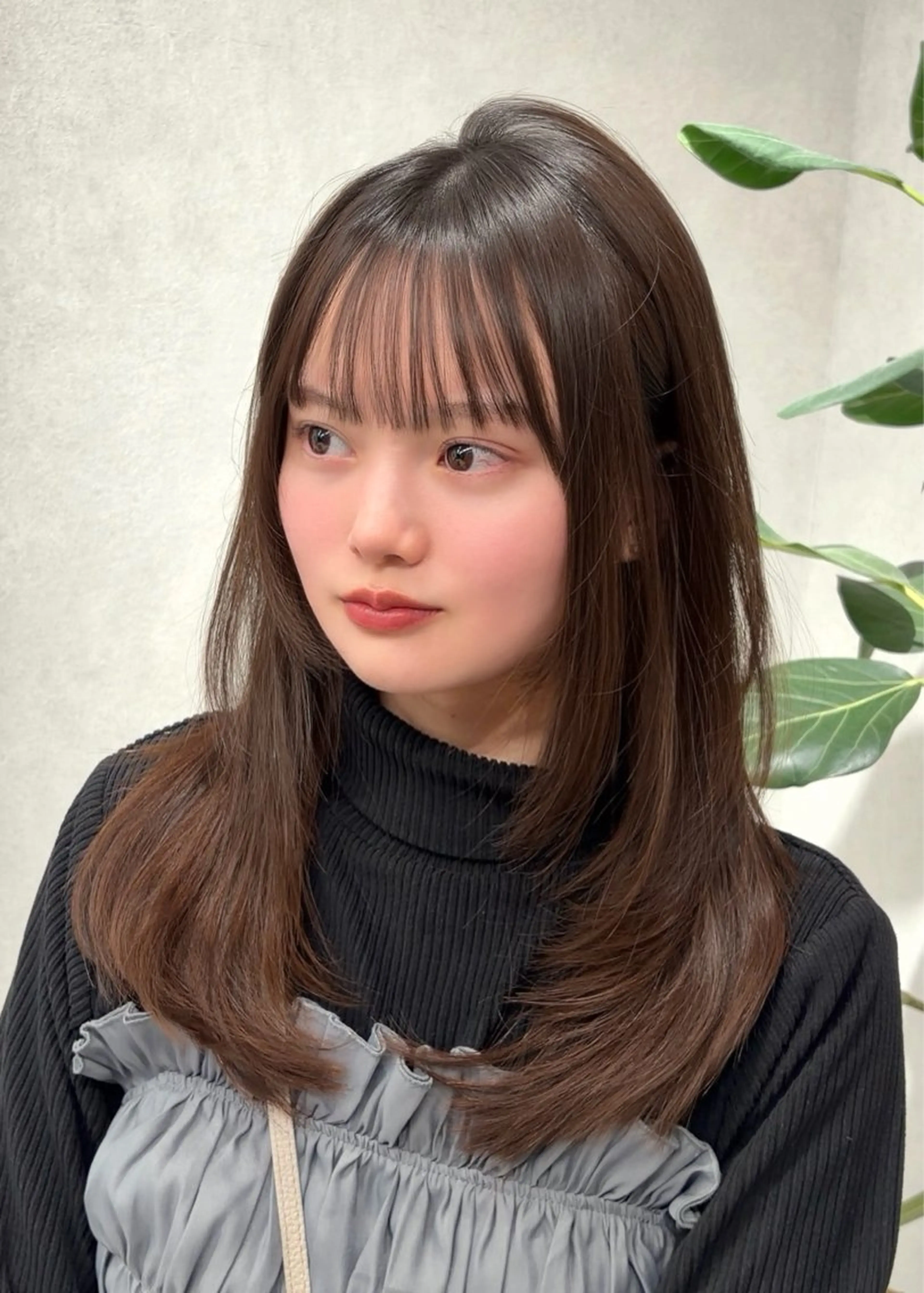 ミディアム カット ヘアカラー トリートメント 結べるレイヤーカット /カラー/あさかのヘアスタイル