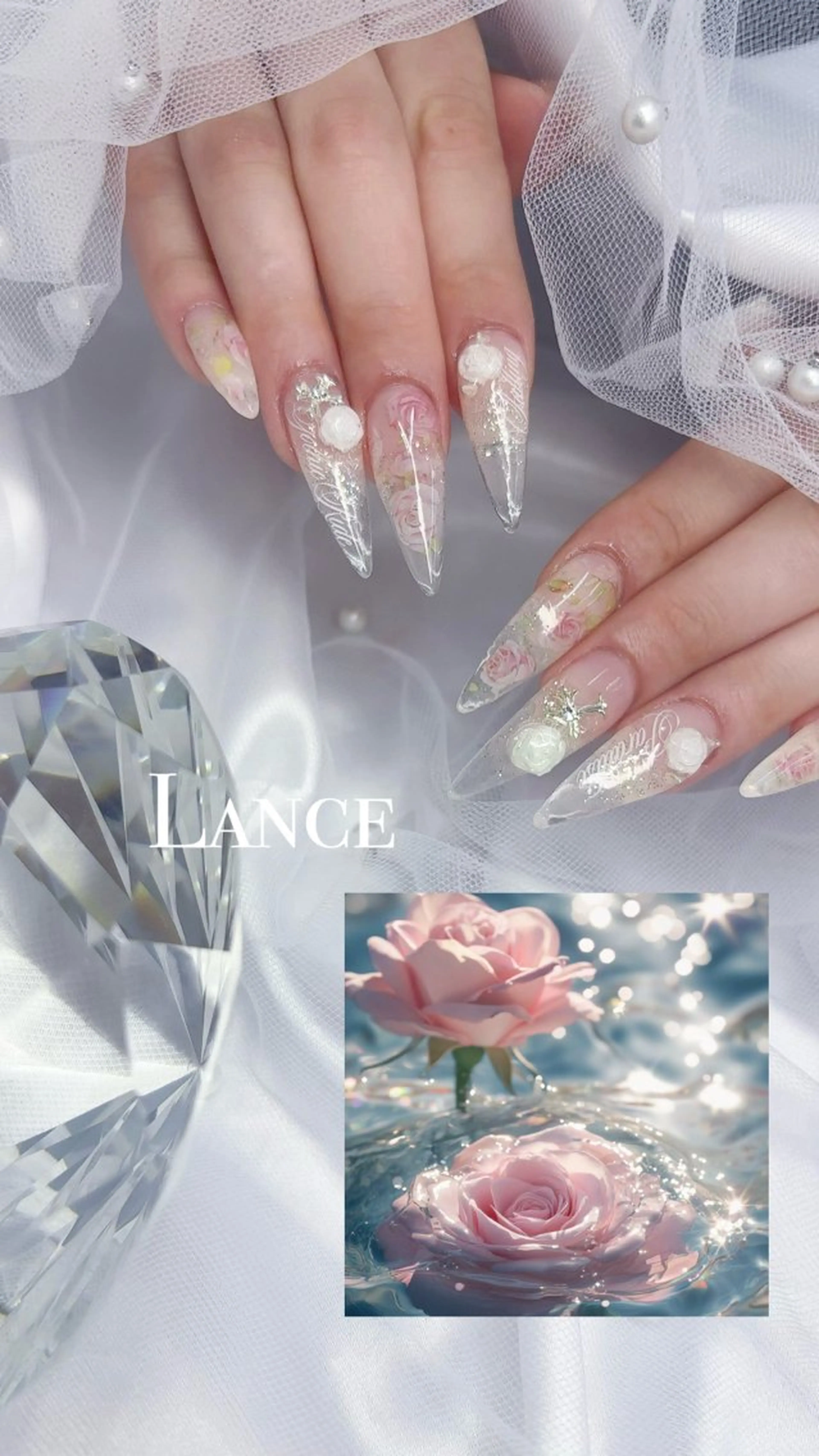 ネイル オーロラネイル ドット フットネイル 氷ネイル・うるうるネイル キラキラネイル ハンドネイル Lance nailのネイルデザイン
