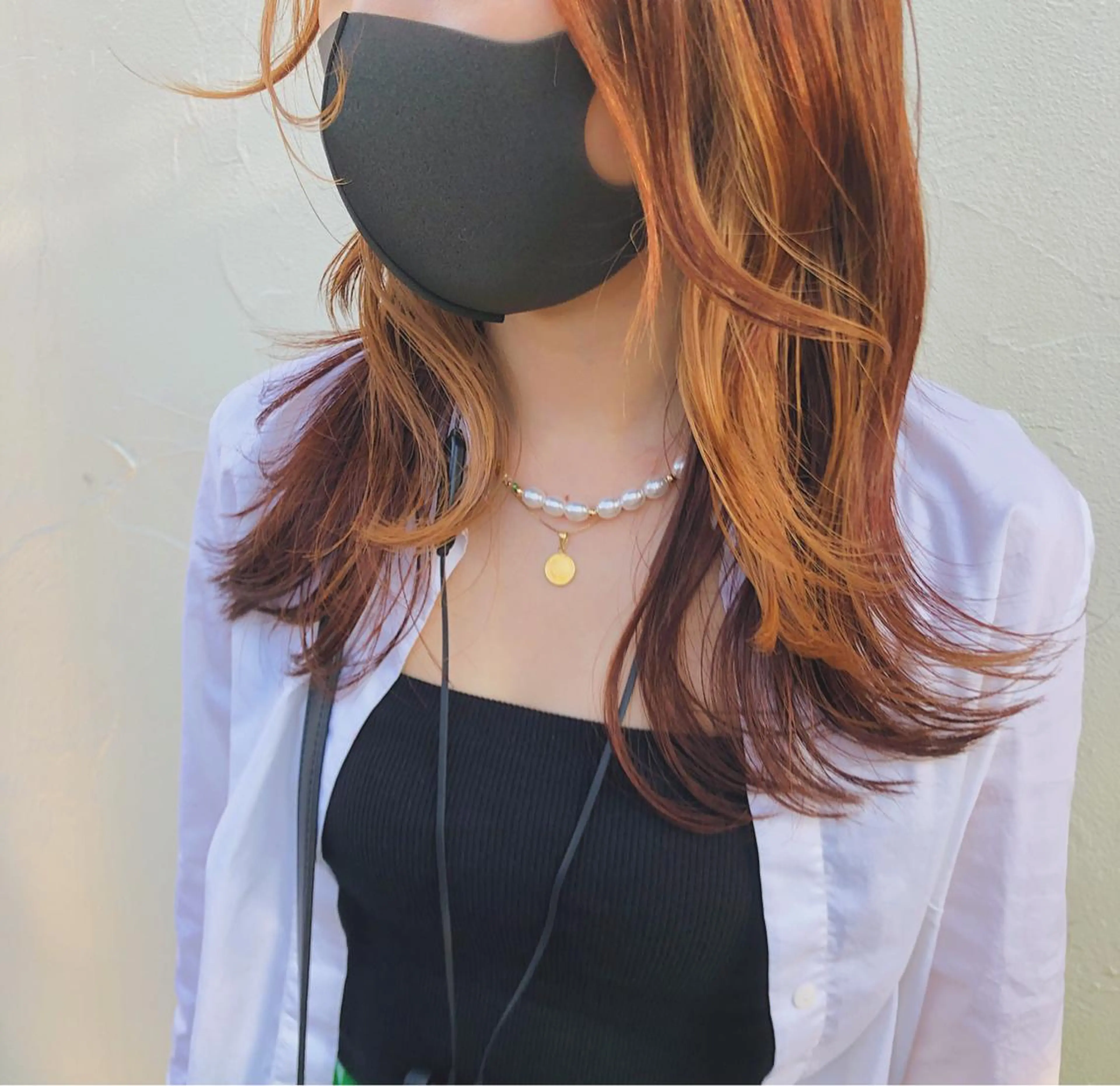 ミディアム カラー パーマ ヘアアレンジ ミストバング ブリーチ イヤリングカラー  フェイスフレーミング オレンジ カット ヘアカラー トリートメント 【ツヤ髪美容師】 ツダケイスケのヘアスタイル