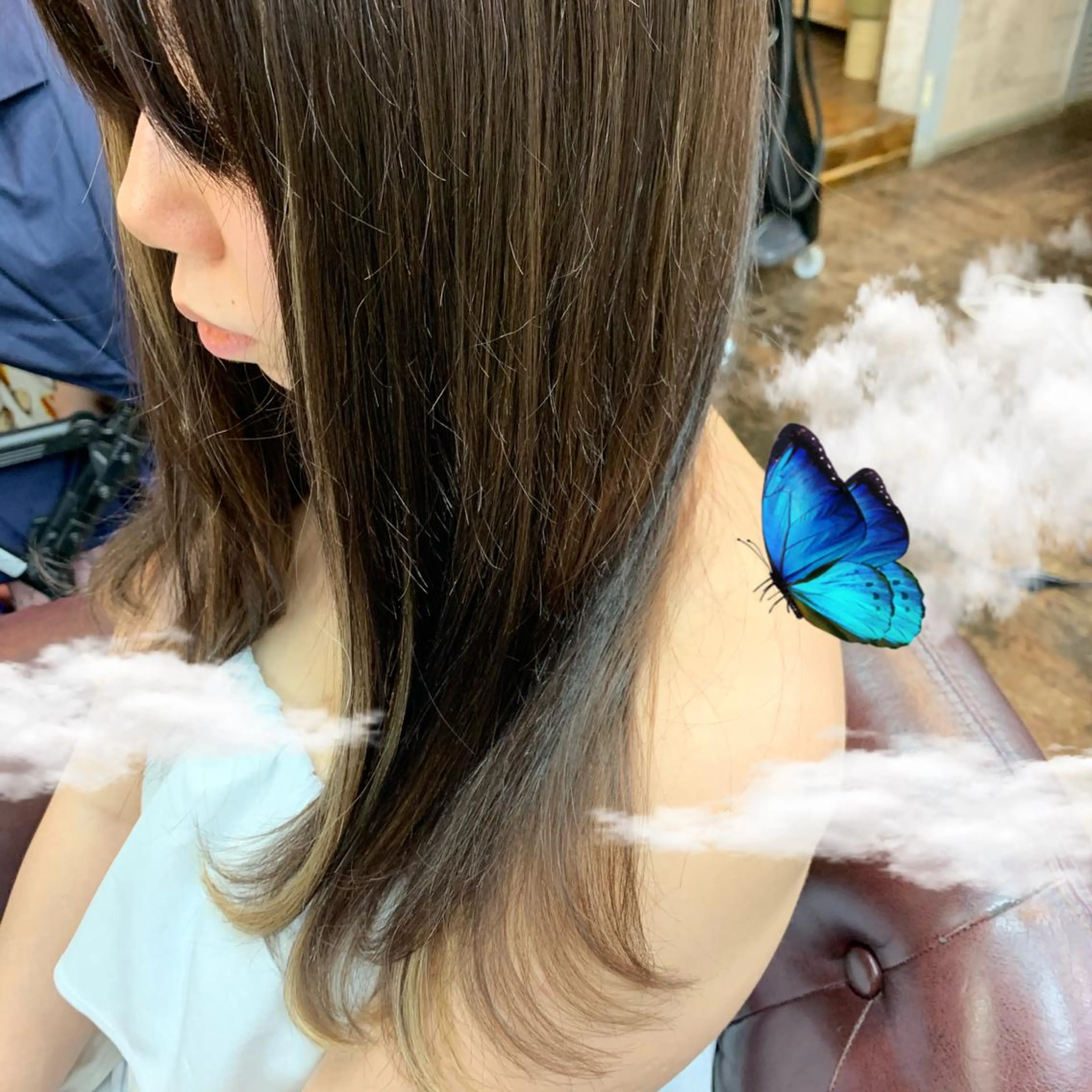 セミロング シールエクステ エクステ ❤️‍🔥シールエク ＋カラー京❤️‍🔥のヘアスタイル