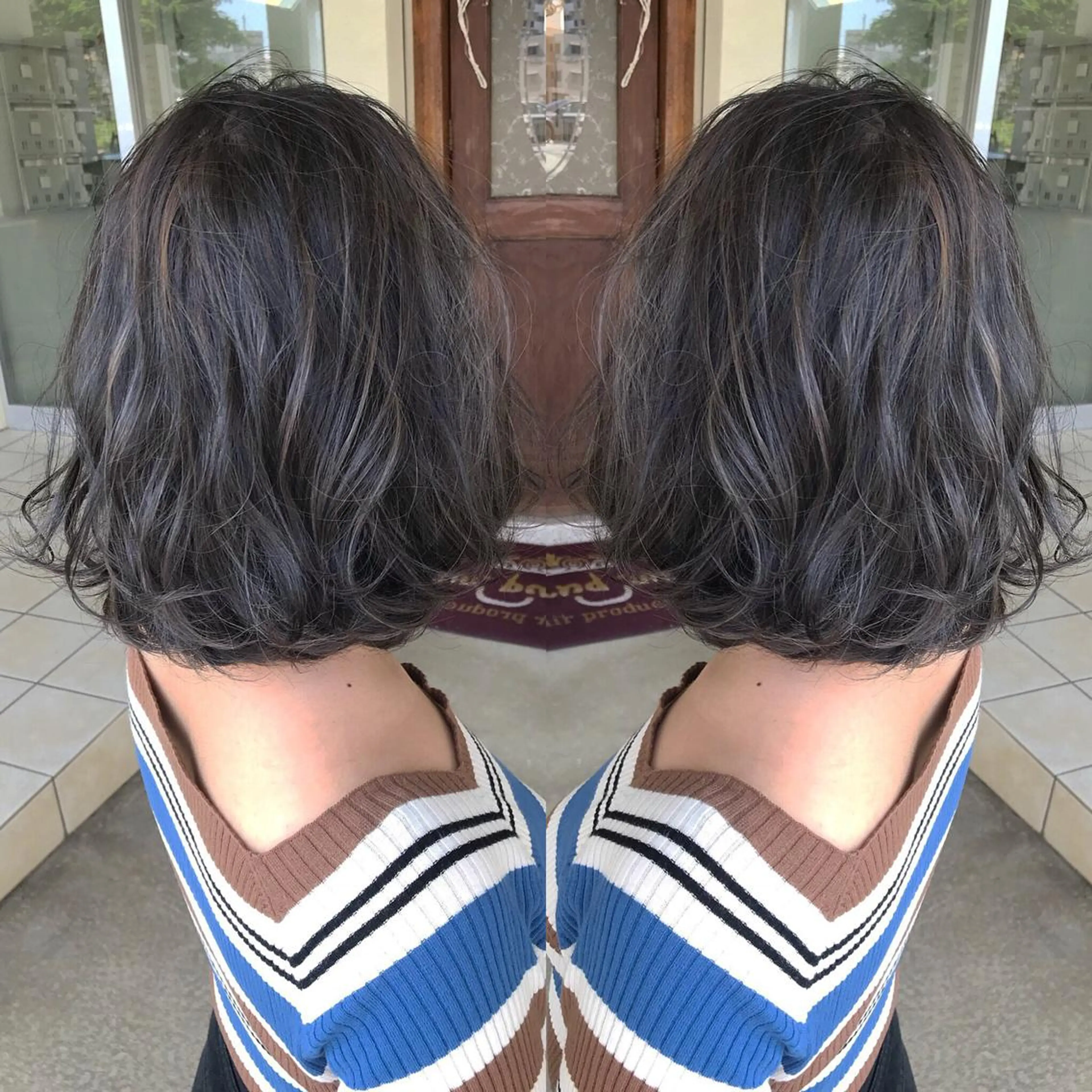 ミディアム カラー グレージュ ネイビーカラー カット ヘアカラー トリートメント grand juteのヘアスタイル