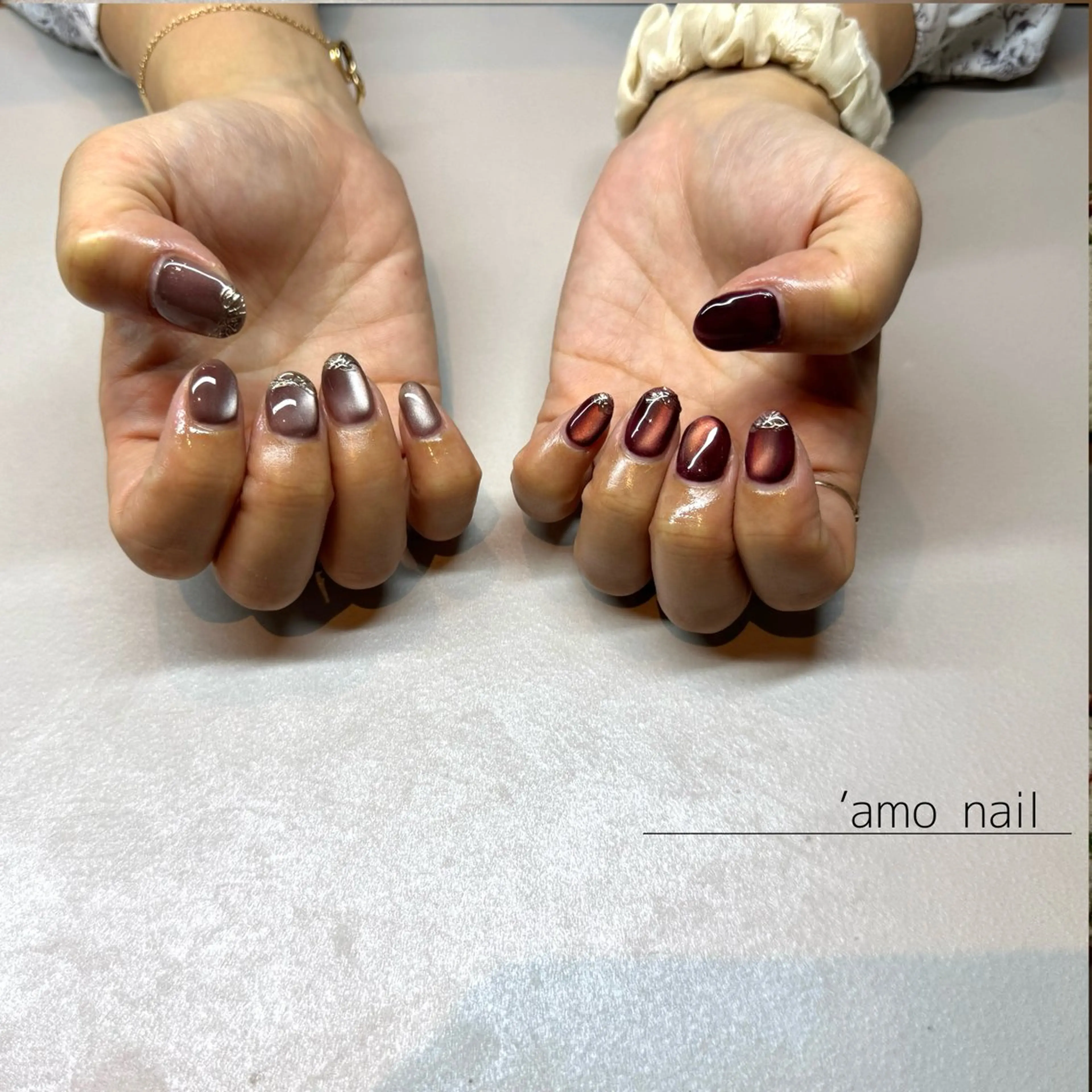 ネイル アートネイル マグネットネイル ミラーネイル 'amo nailのネイルデザイン