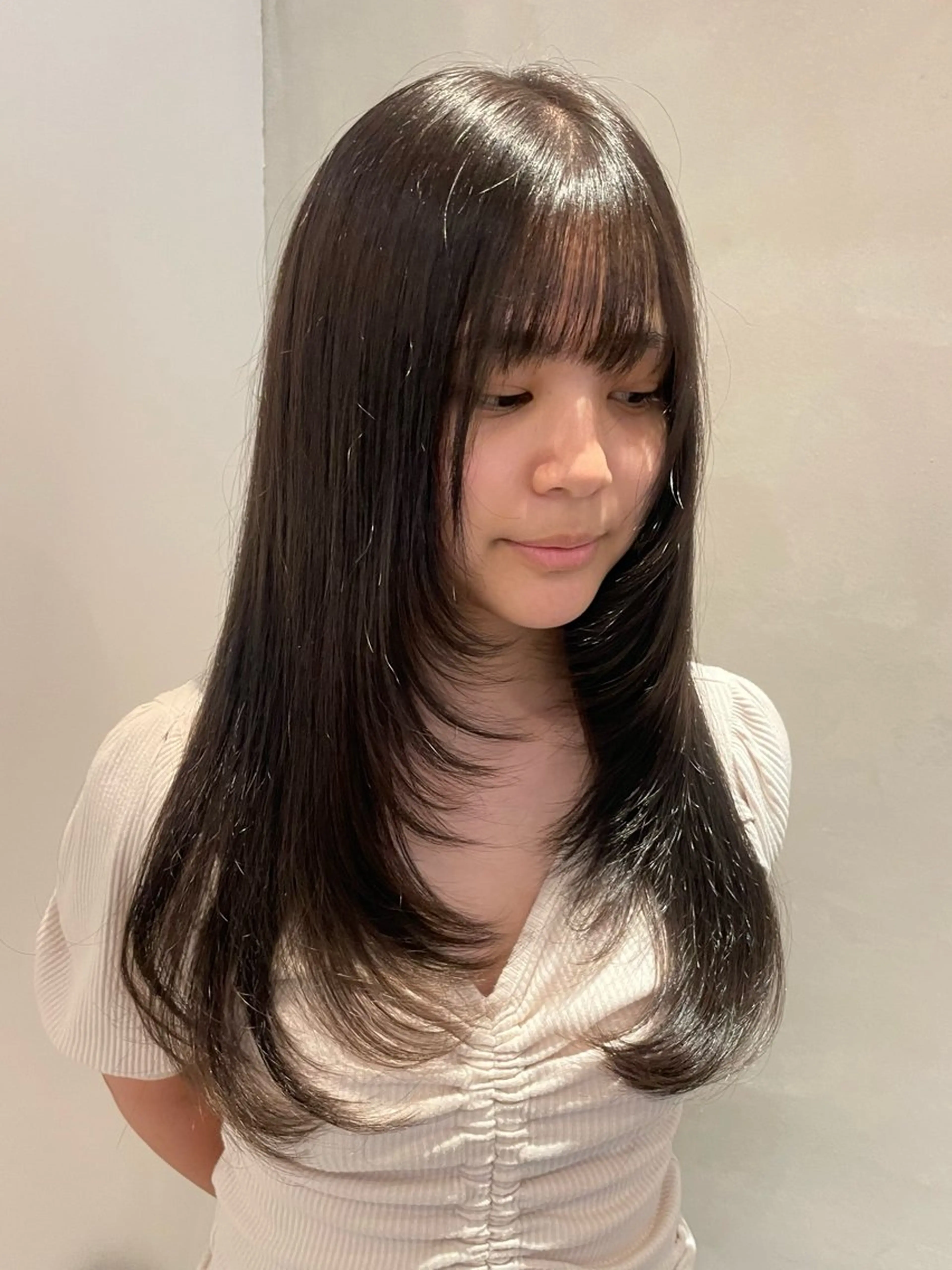 ロング カラー カット ヘアカラー トリートメント オリーブカラー🫒/ ハッシュカット/みゆのヘアスタイル