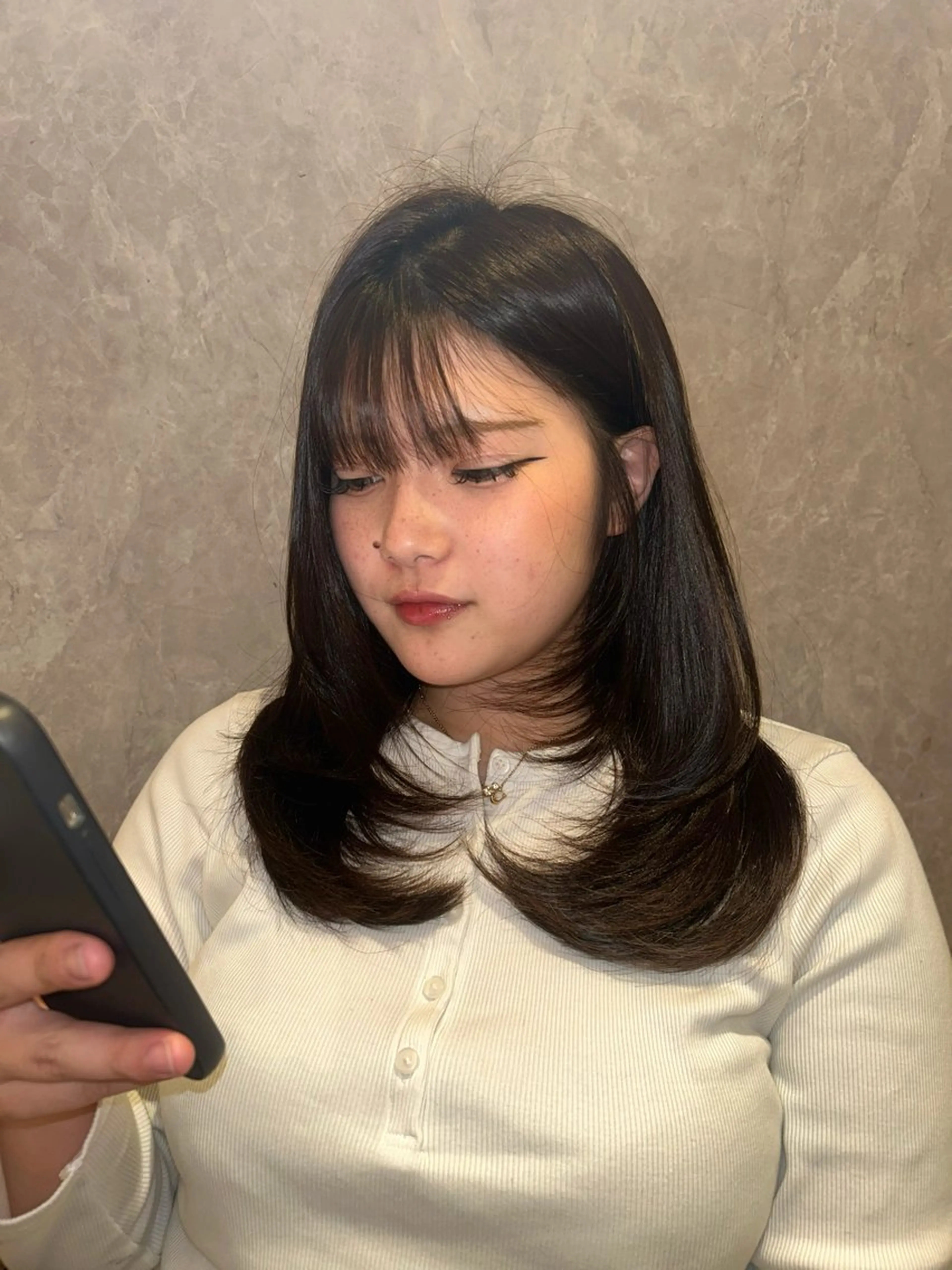 セミロング トリートメント 大人色気レイヤー/ 大阪梅田/ユズ🎀のヘアスタイル
