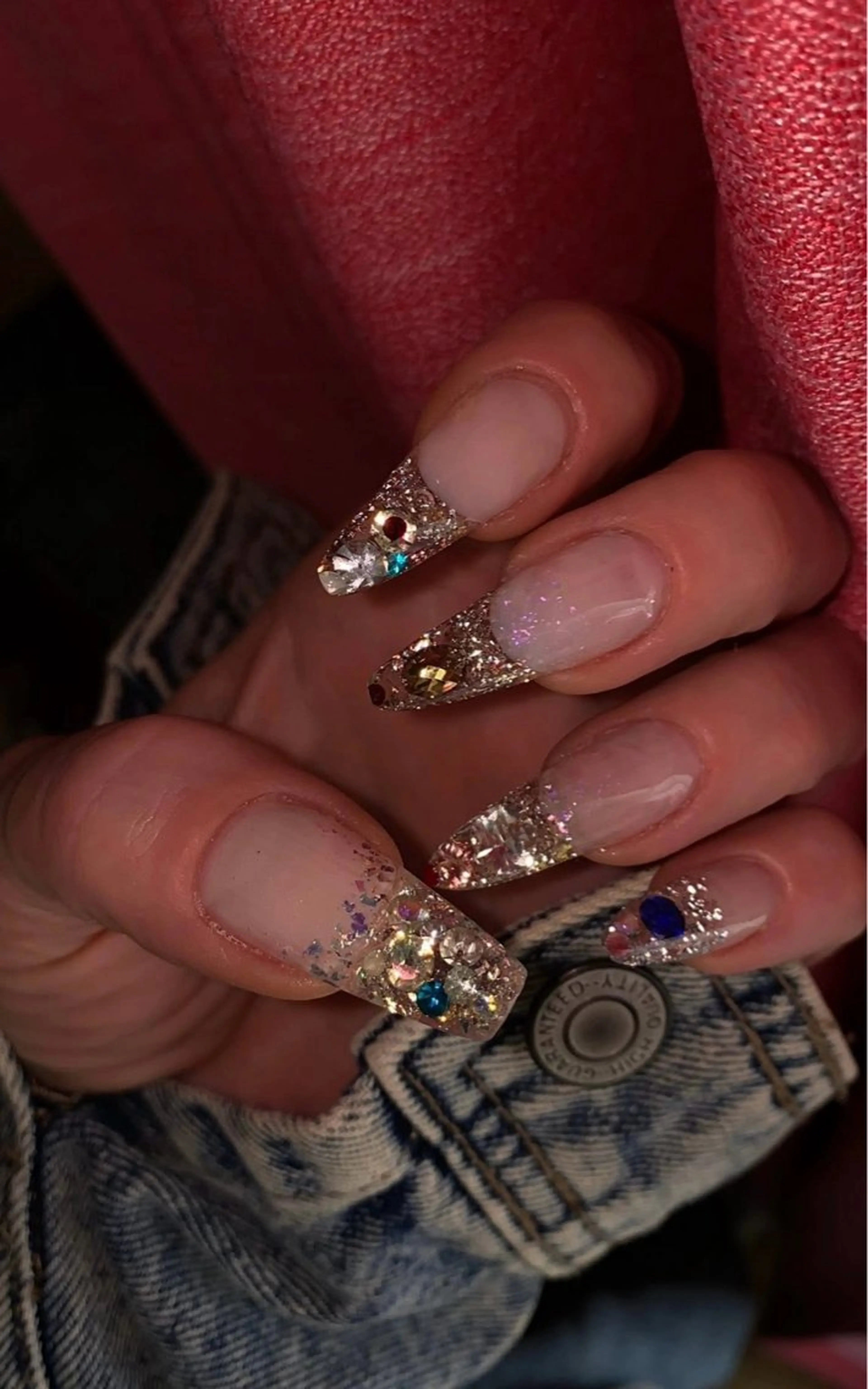 ネイル 長さ出し ゴージャス ラメ(グリッター) スカルプネイル ストーンネイル ✨AiNail💅 ✨高幡不動NEW ✨のネイルデザイン