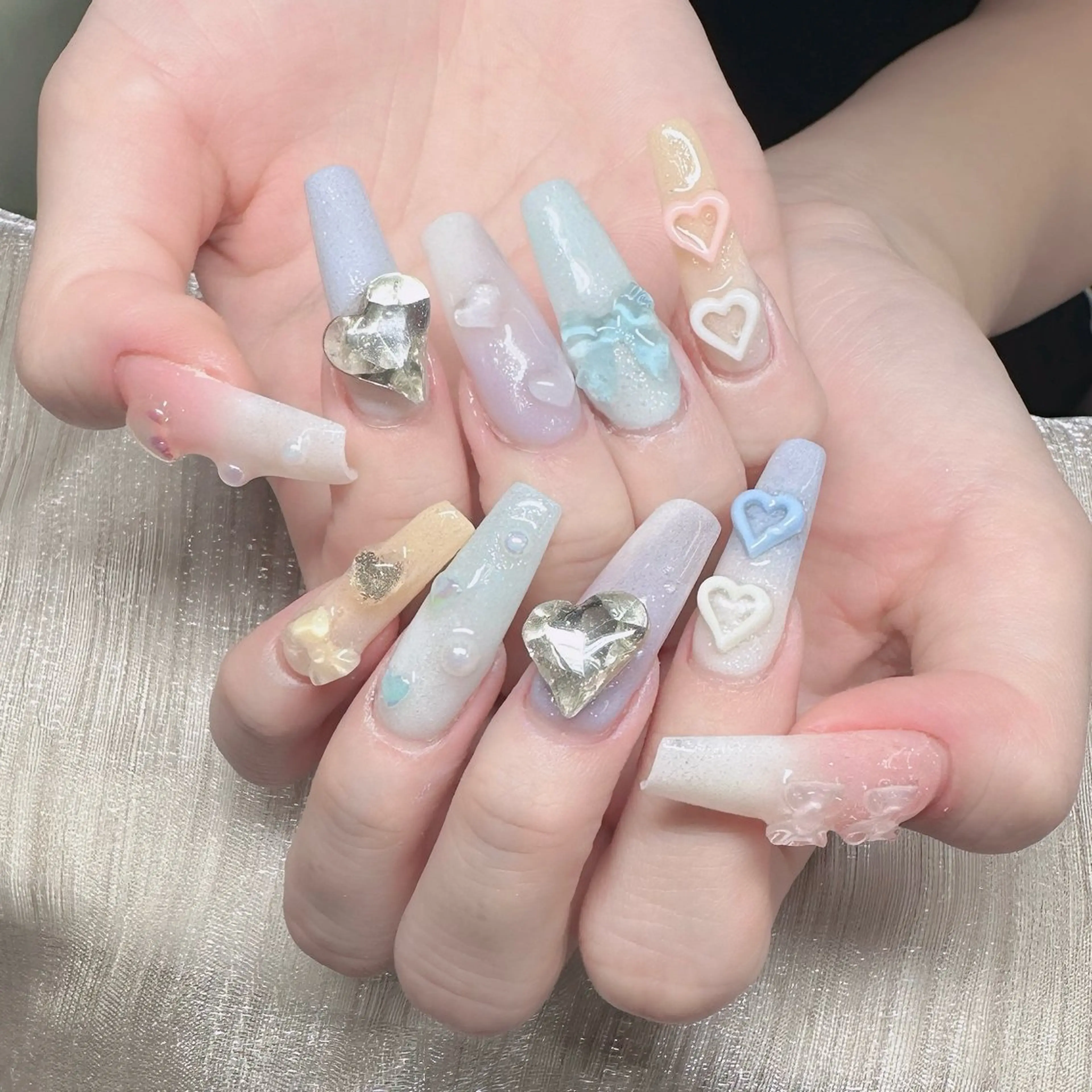 ネイル ロングネイル マグネットネイル リボン 夏ネイル スーパーロングネイル Hani Nail XUKAのネイルデザイン
