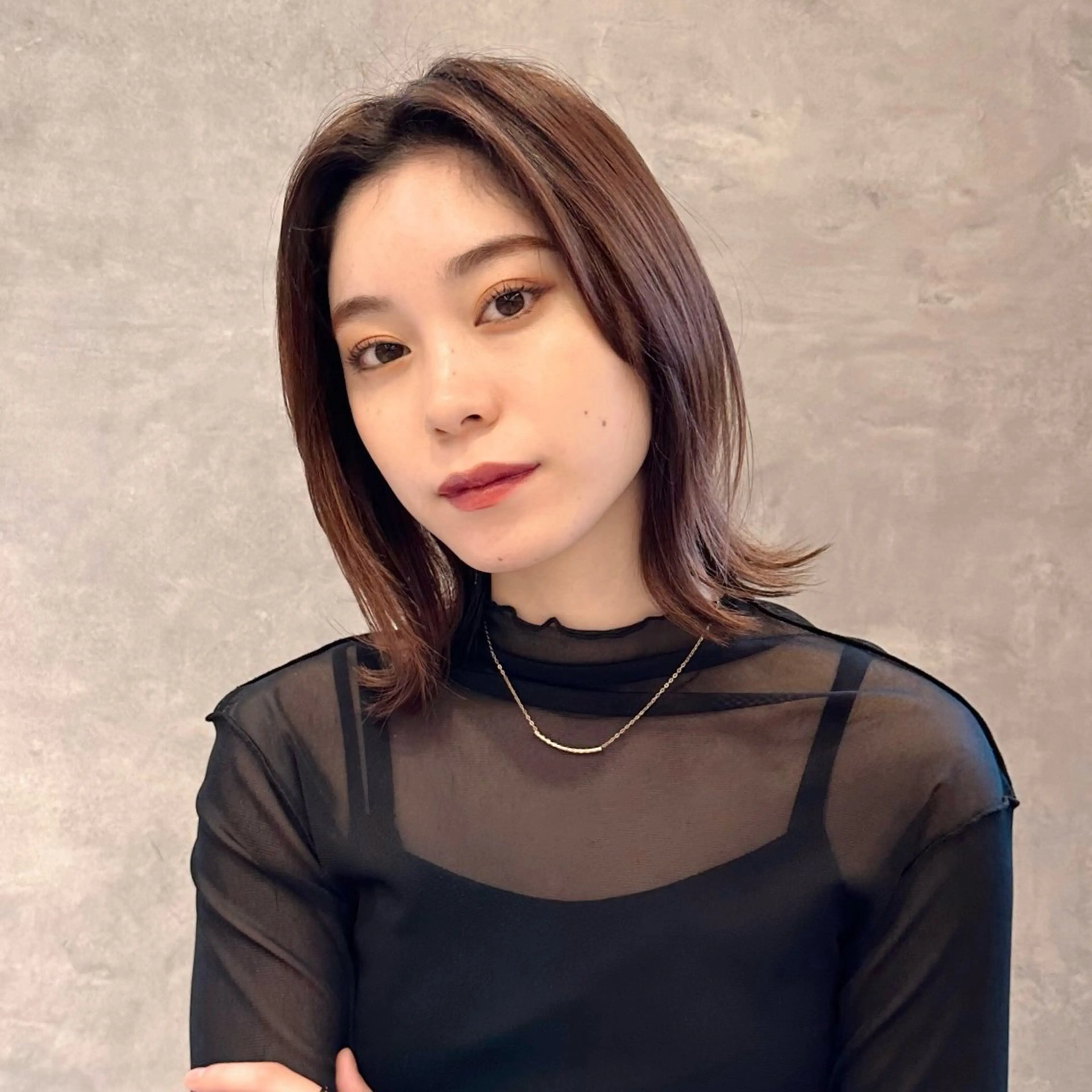 ミディアム カラー ボブレイヤー ブラウンカラー ボブ レイヤーカット ✨小顔顔まわり✨ サイトウ　アツキのヘアスタイル