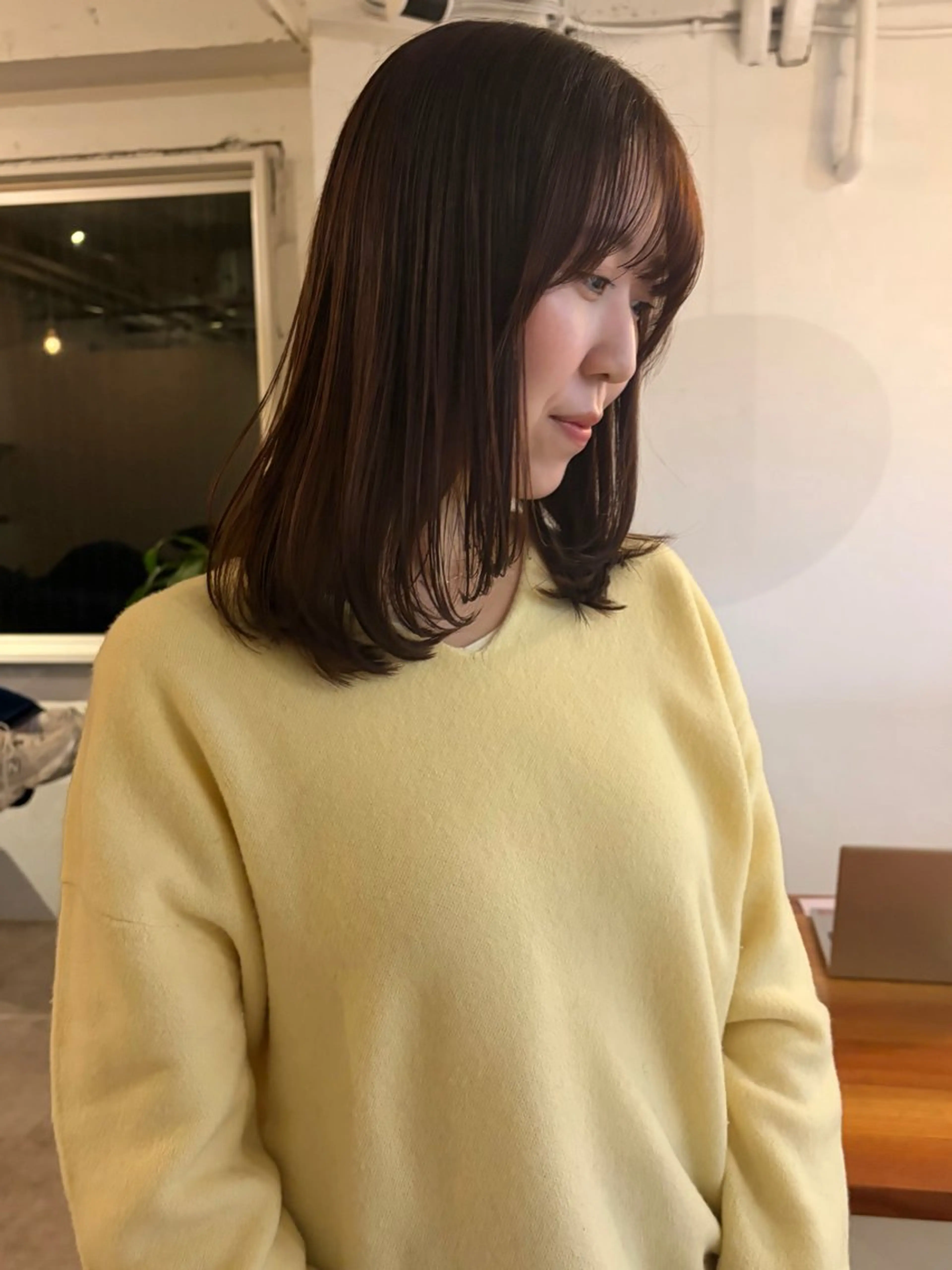 ミディアム カット ヘアカラー トリートメント 横浜美容室LINE /古賀紅音🍃のヘアスタイル