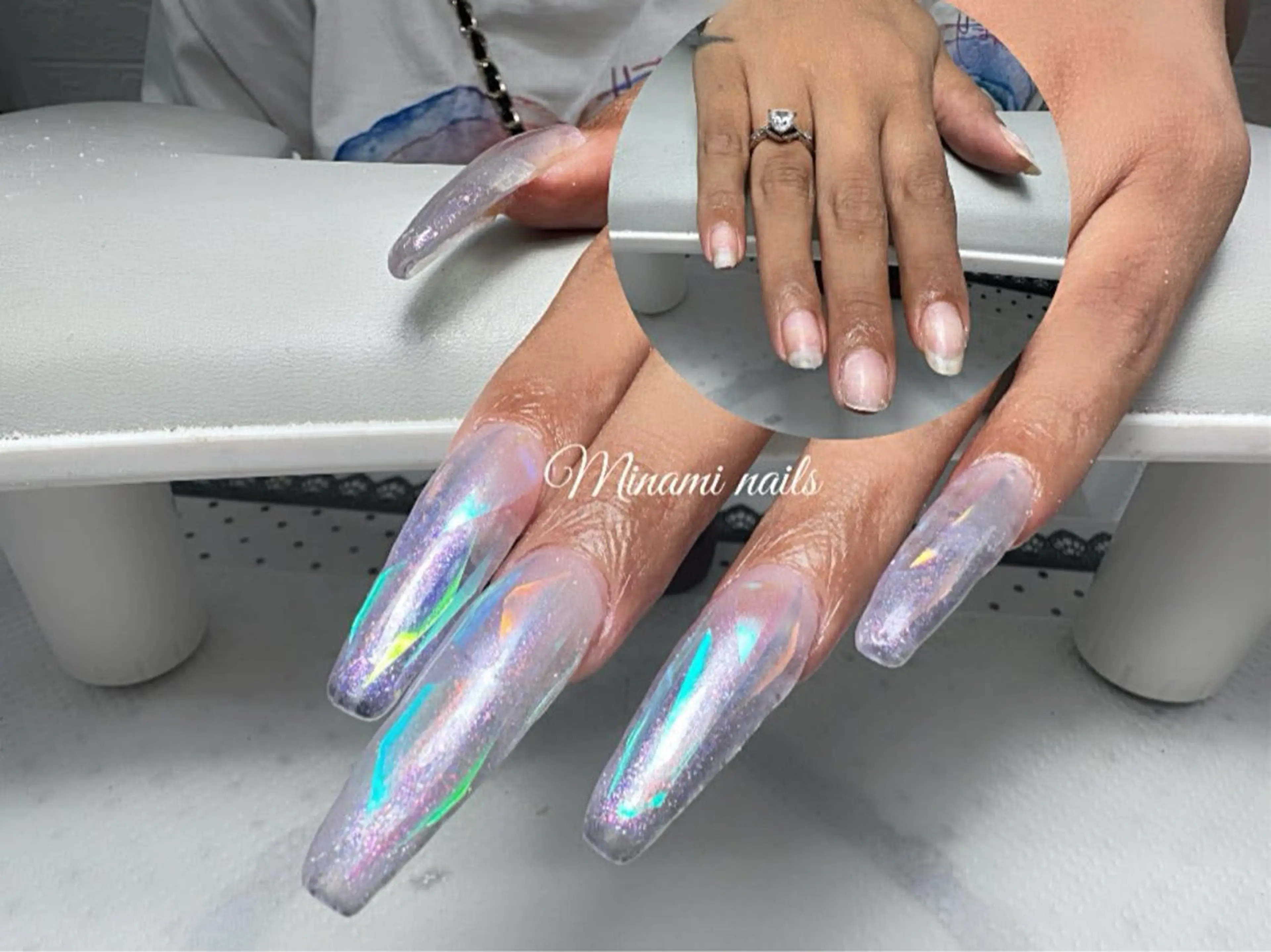 ネイル アートネイル オーロラネイル ガーリー キラキラネイル 韓国ネイル Minami Nailsのネイルデザイン