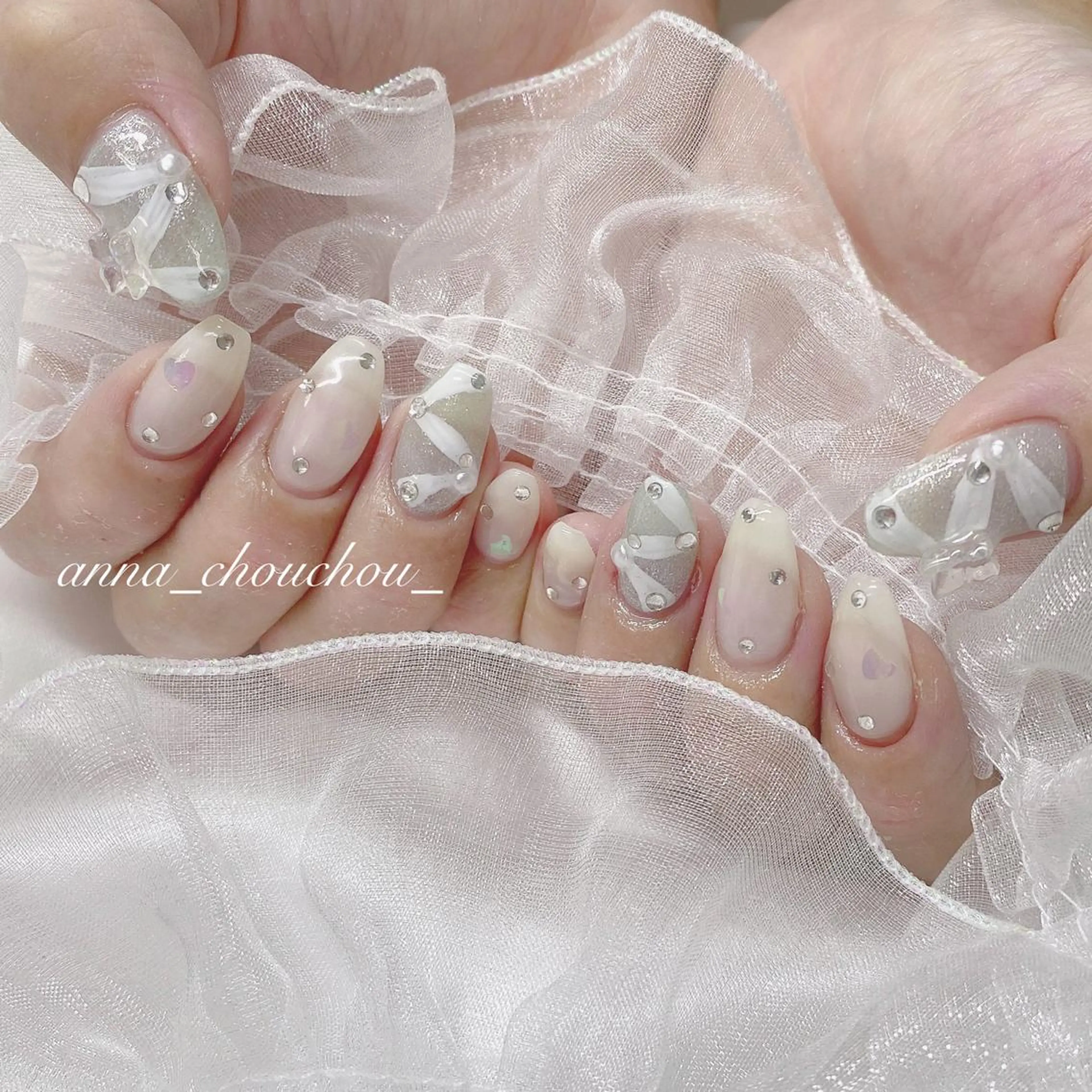 ネイル アートネイル リボン Anna Sano⭐️のネイルデザイン