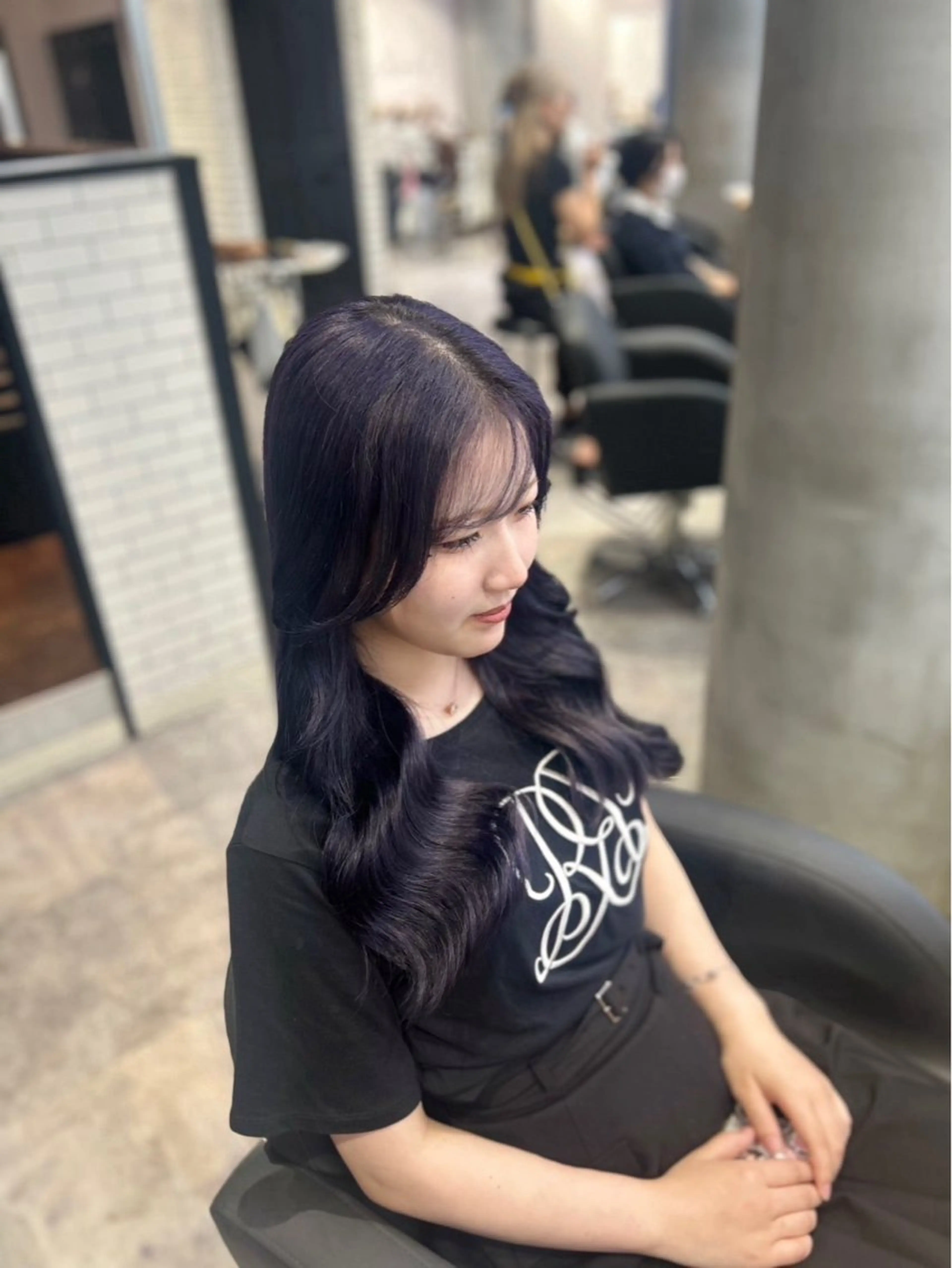 ロング カラー ブルーカラー ブルーラベンダー ラベンダーカラー ヘアカラー 鎌田 優依のヘアスタイル